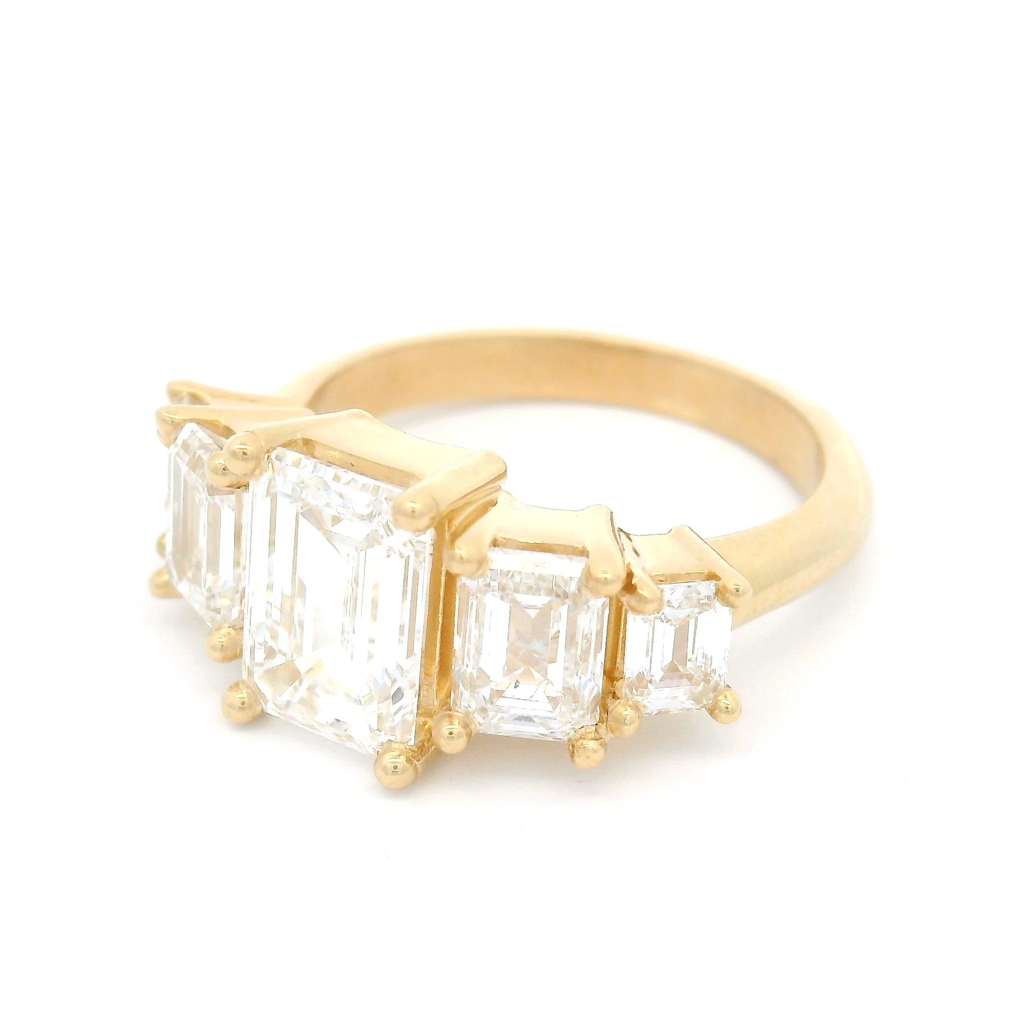 14k Yellow Engagement Ring with 3.64cts of Lab-Grown Emerald-Cut Diamonds - Image 2