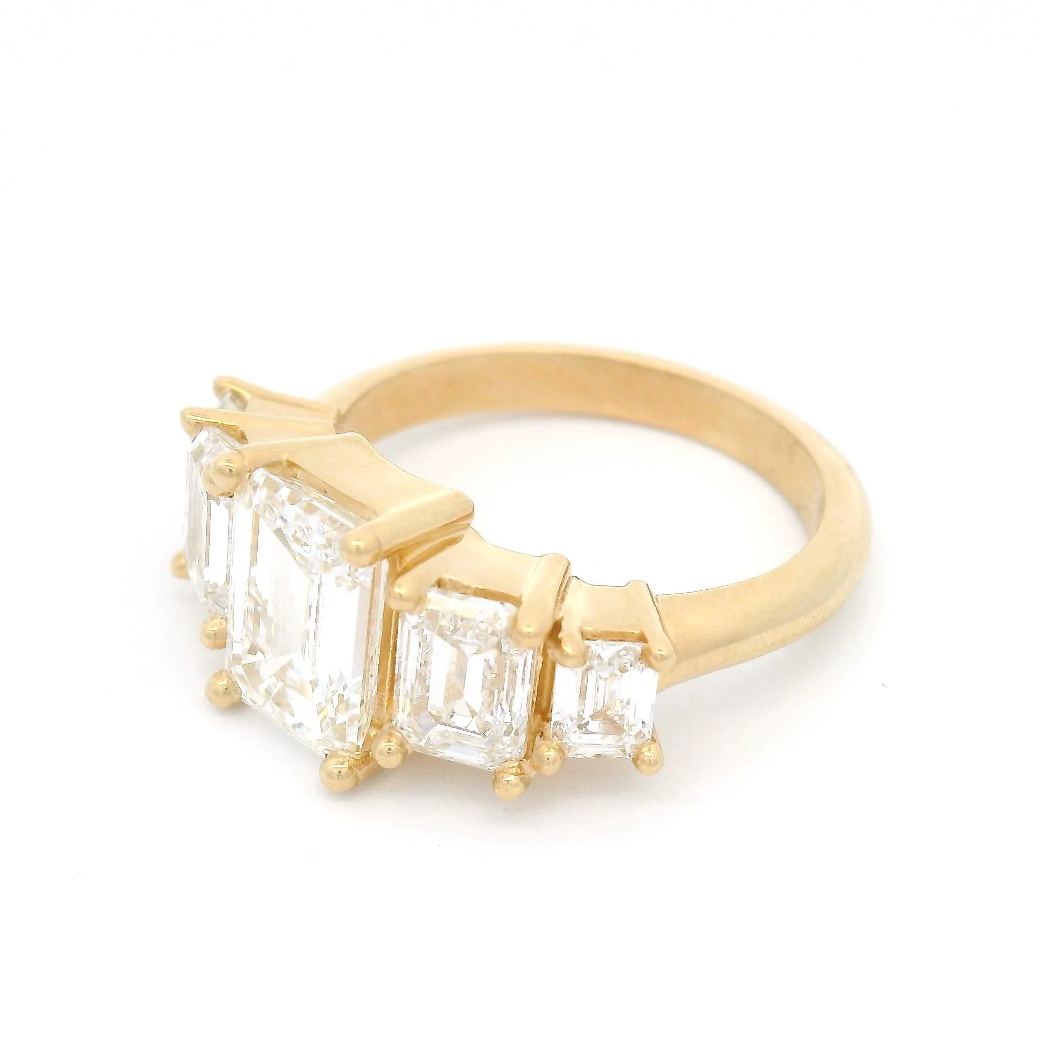 14k Yellow Engagement Ring with 3.64cts of Lab-Grown Emerald-Cut Diamonds - Image 3
