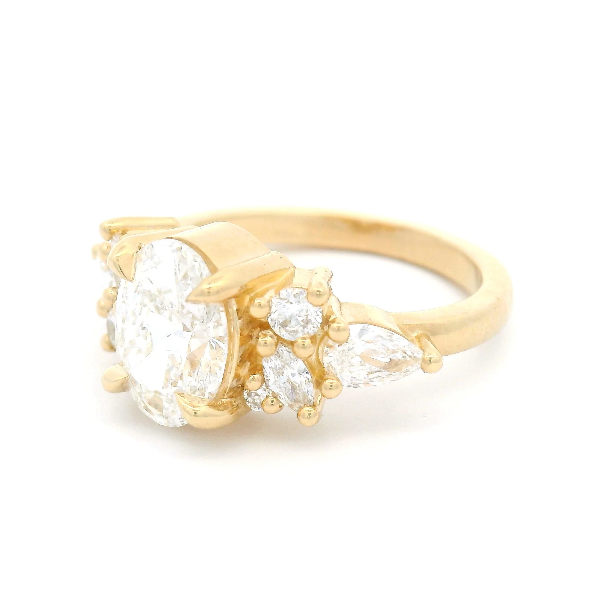 14k Yellow Engagement Ring with 1.5ct Oval Lab-Grown Diamond and Accent Lab Diamonds - Image 2
