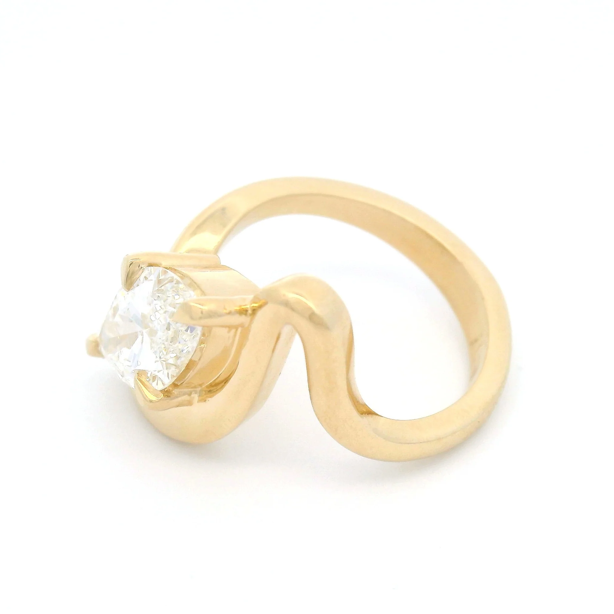 14k Yellow Wavy Solitaire with 2.1ct Lab-Grown Marquise Diamond - Image 3