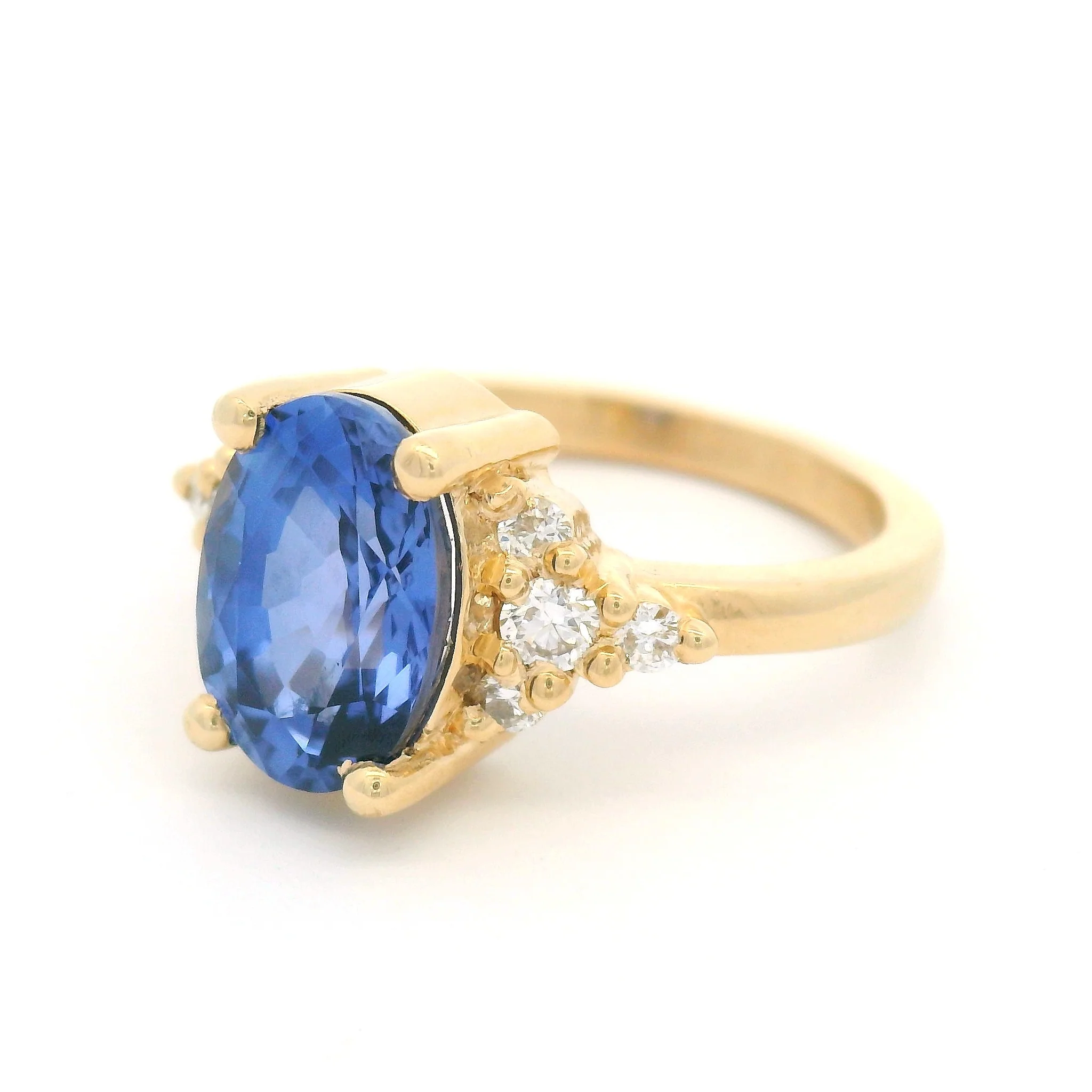 14k Yellow Engagement Ring with 3.15ct Lab-Grown Blue Sapphire & Accent Lab Diamonds - Image 2