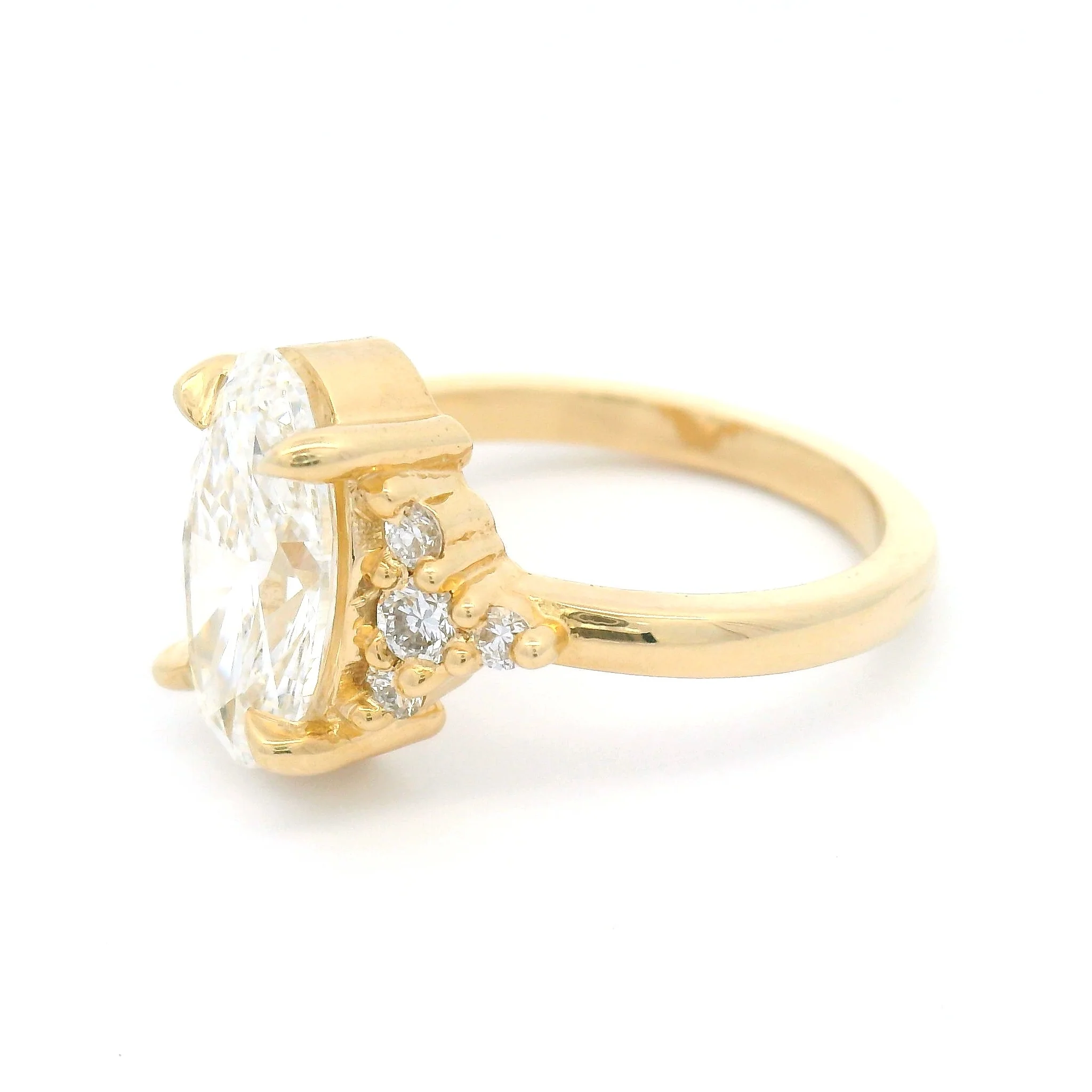 14k Yellow Engagement Ring with 2.41ct Oval Lab-Grown Diamond & Accent Lab Diamonds - Image 2