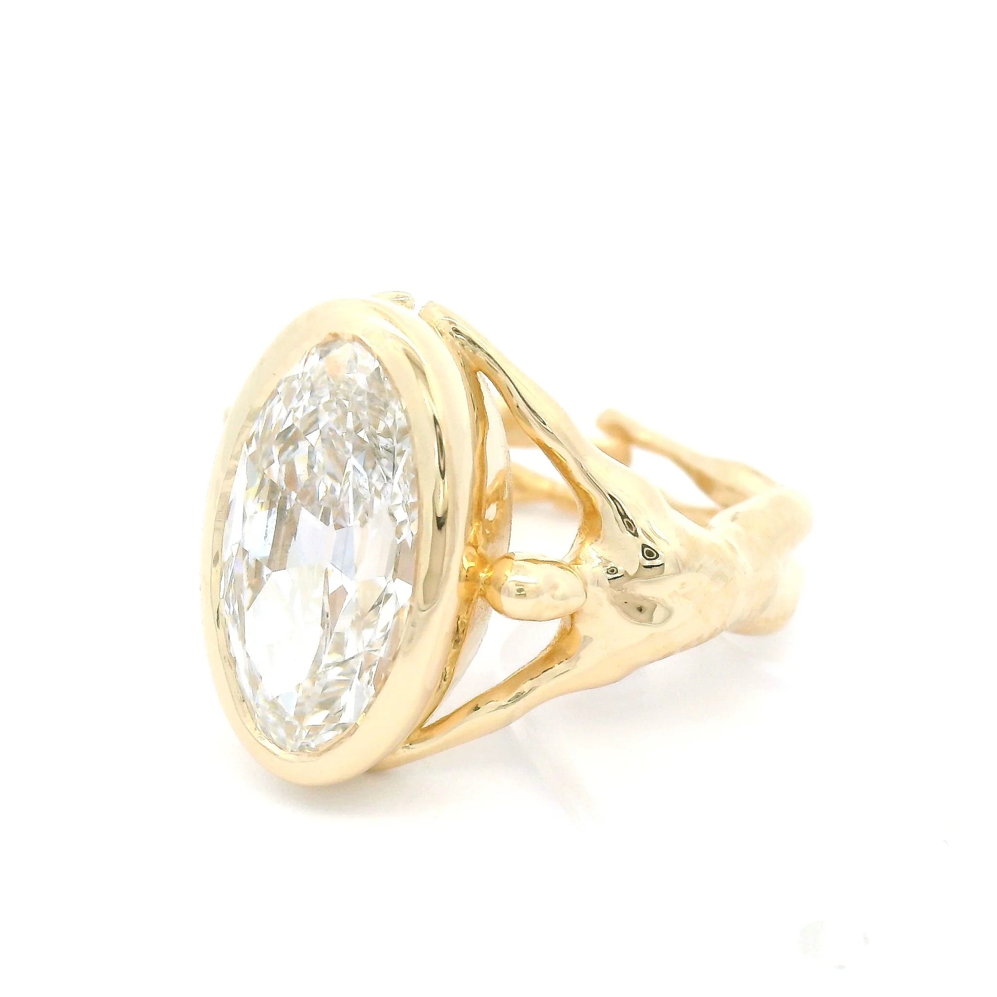 14k Yellow Bezel-Set Solitaire with 3.77ct Lab-Grown Oval Diamond - Image 2