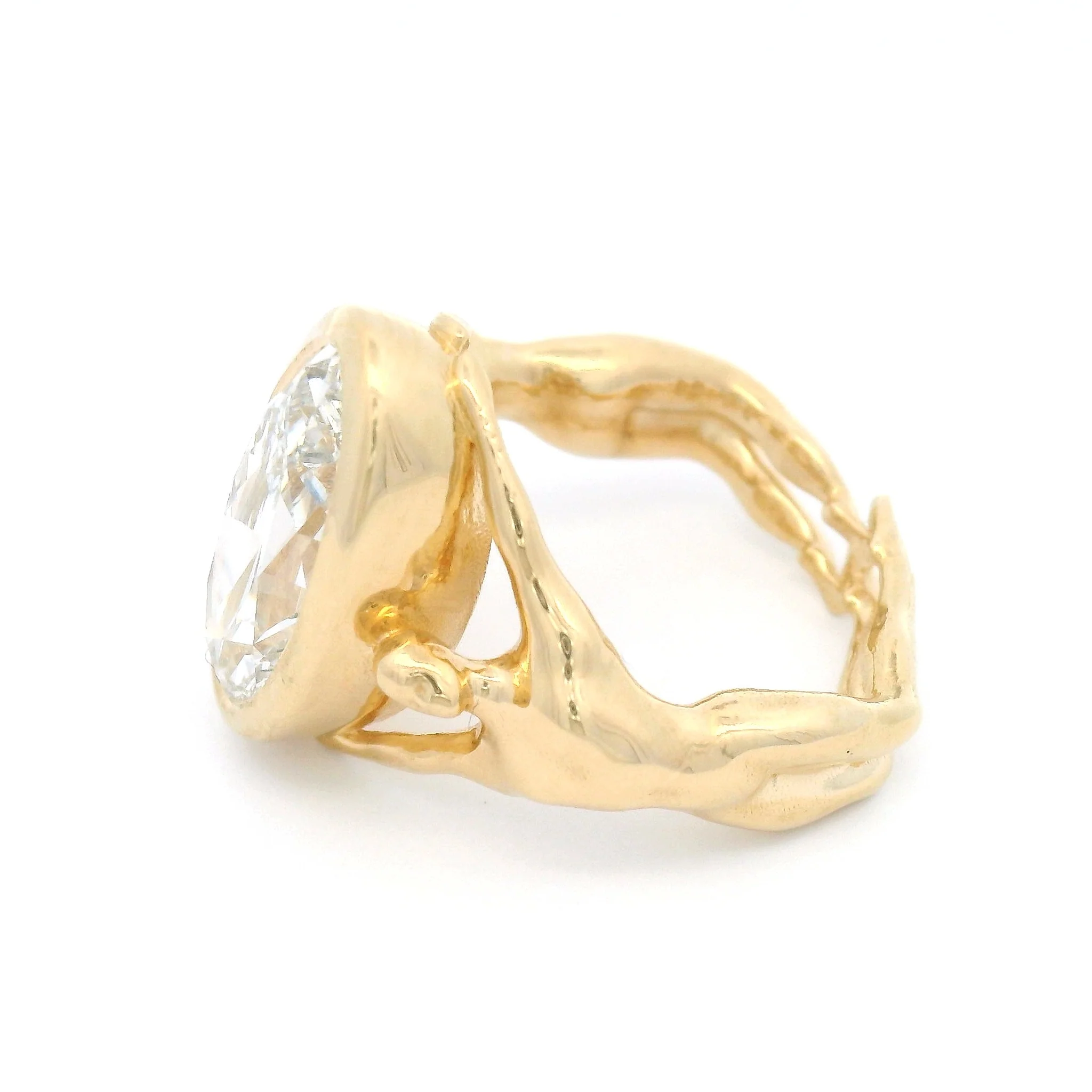 14k Yellow Bezel-Set Solitaire with 3.77ct Lab-Grown Oval Diamond - Image 3