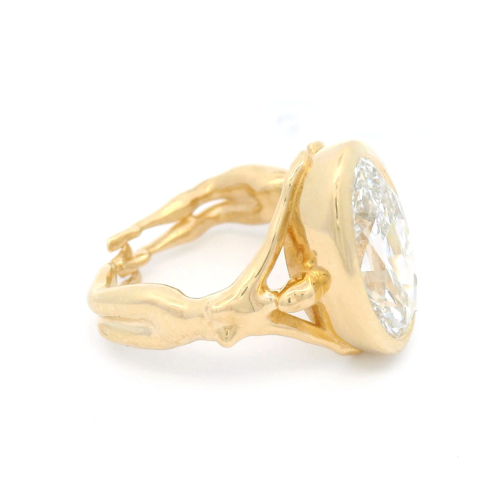 14k Yellow Bezel-Set Solitaire with 3.77ct Lab-Grown Oval Diamond - Image 5