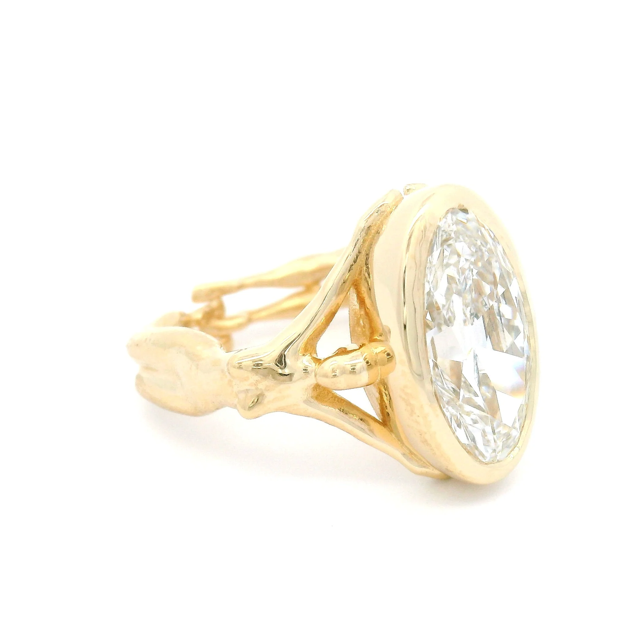 14k Yellow Bezel-Set Solitaire with 3.77ct Lab-Grown Oval Diamond - Image 6