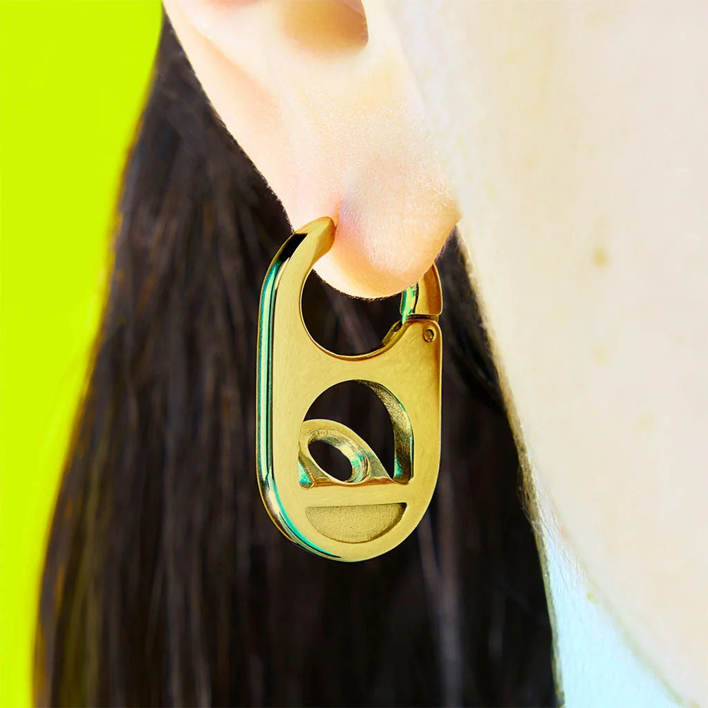 Pop Tab / Soda Tab Earring - Gold - Image 2