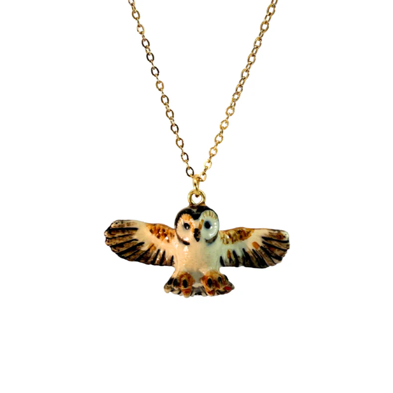 Porcelain Barn Owl Pendant - Image 2