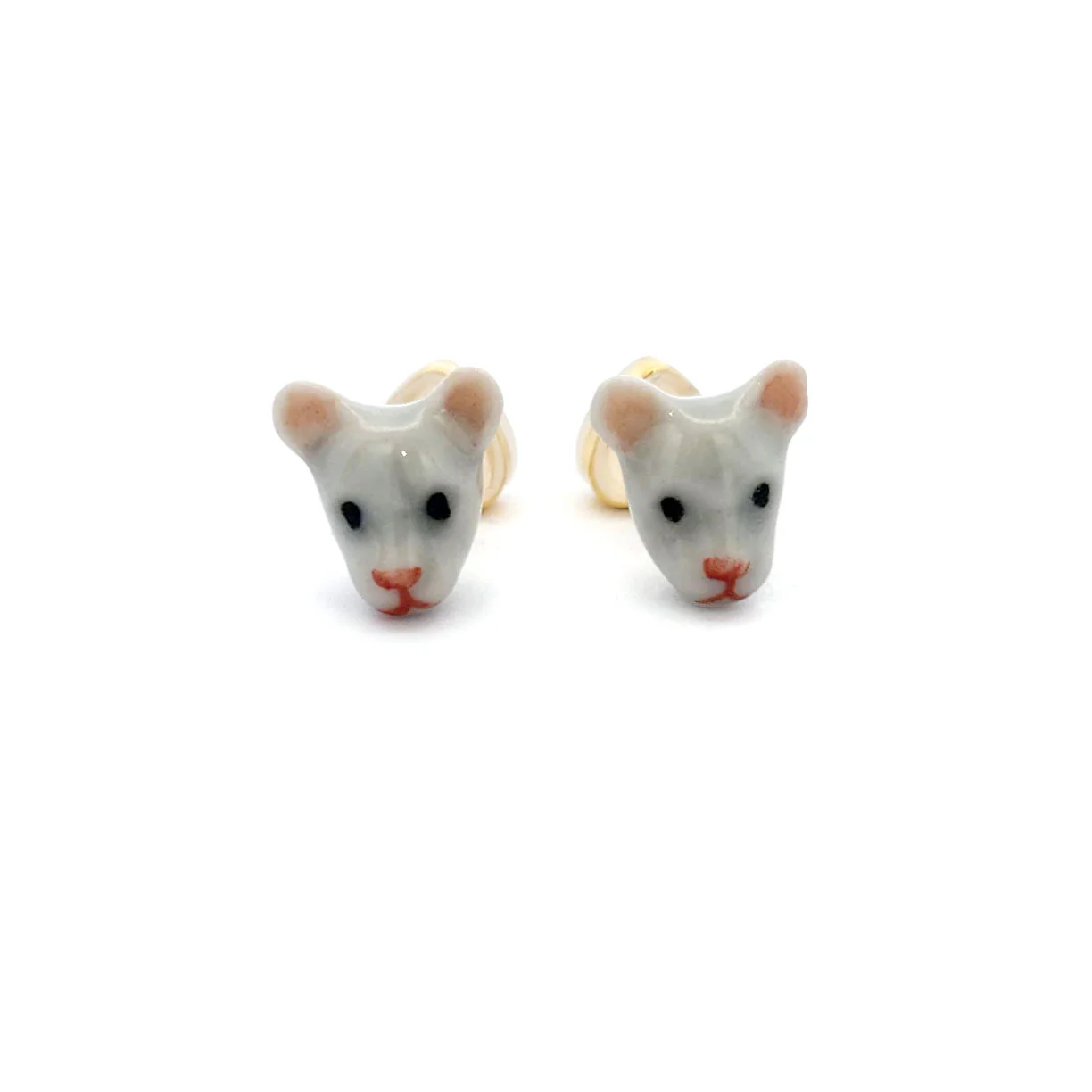 Porcelain Mouse Studs