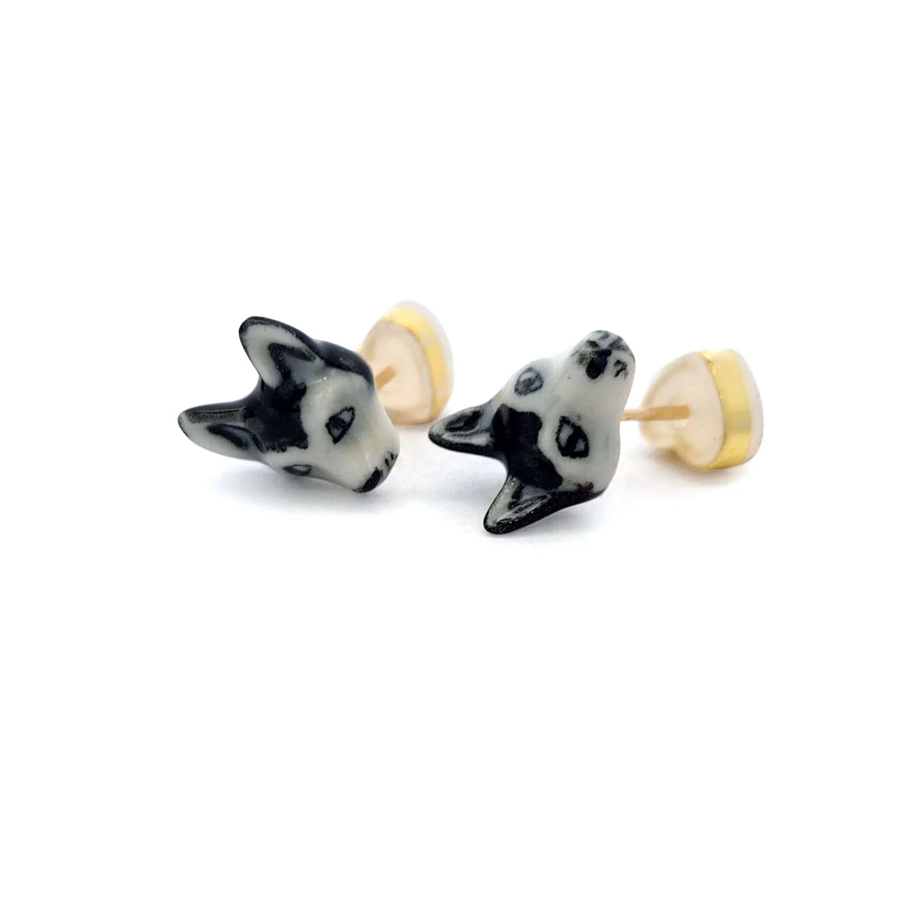 Porcelain Wolf Studs
