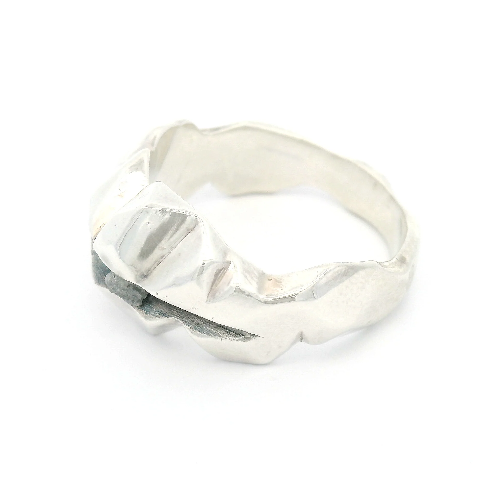 Sterling Silver Ridge Mountain Ring with Rough Diamond - Image 3