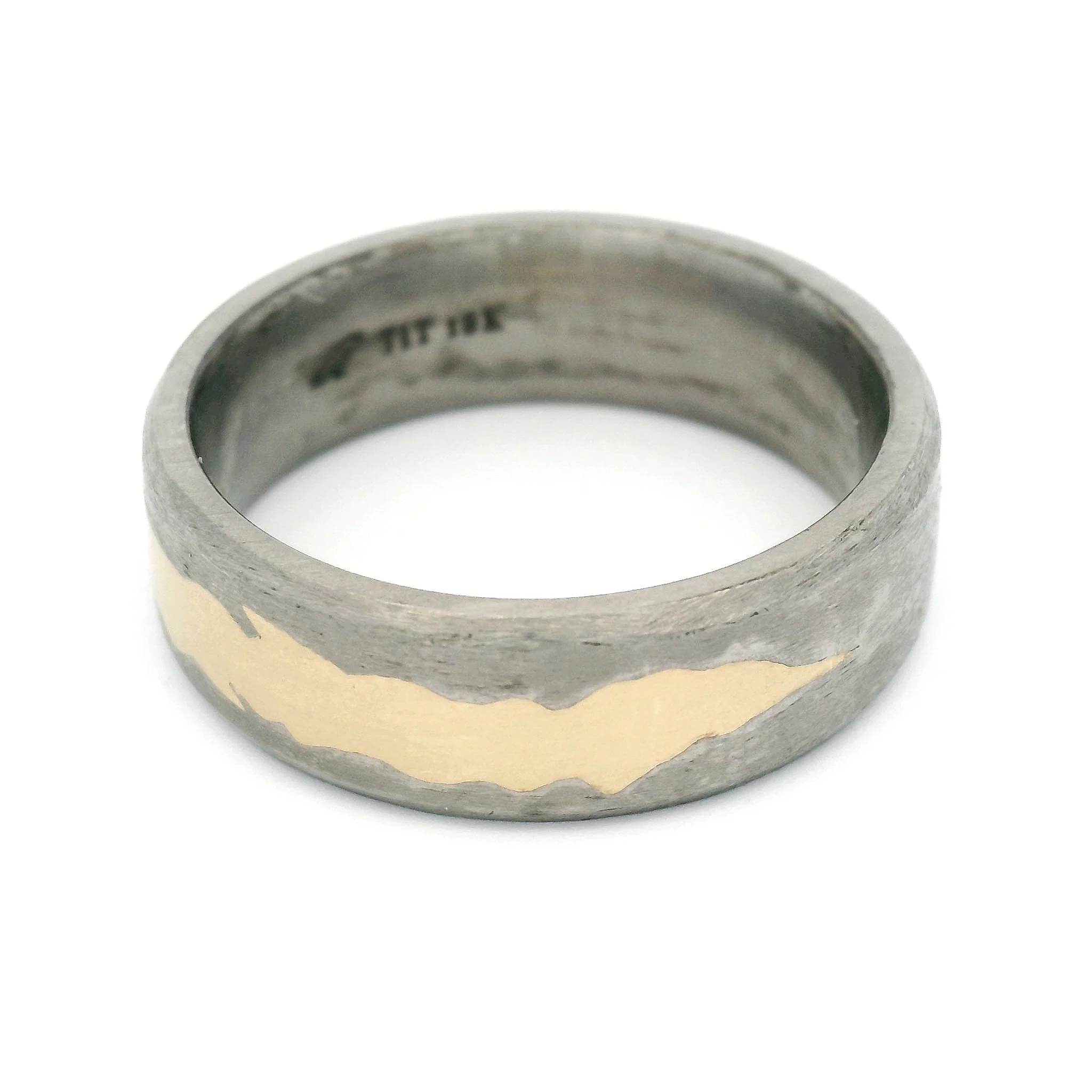 Titanium 7mm Wide Fissure Band with 18k Yellow Inlay - Image 2