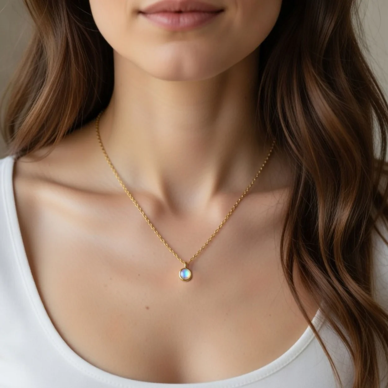 Rainbow Moonstone June Birthstone Necklace - Image 2