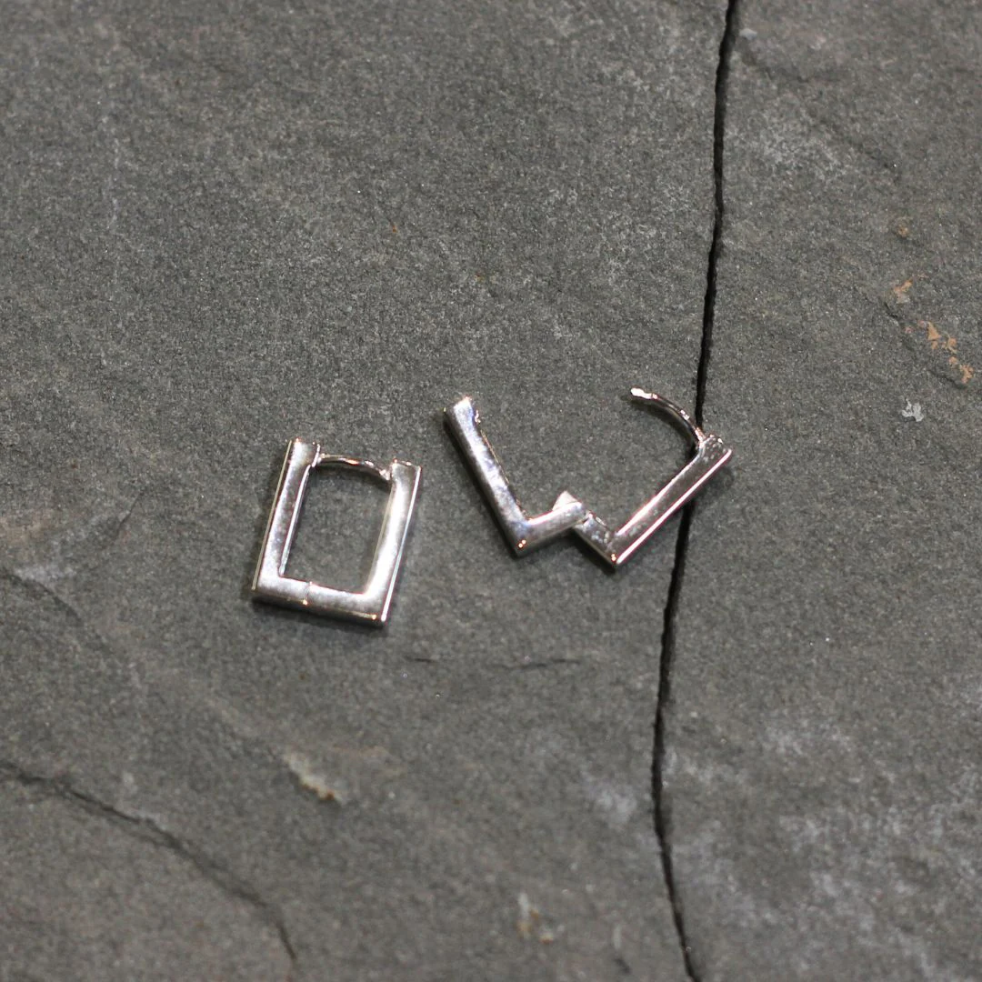 Rectangle Huggie Earrings - Image 4