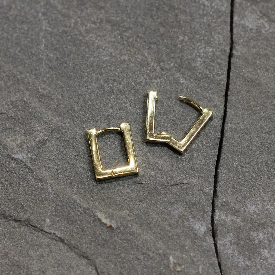 Rectangle Huggie Earrings - Image 5