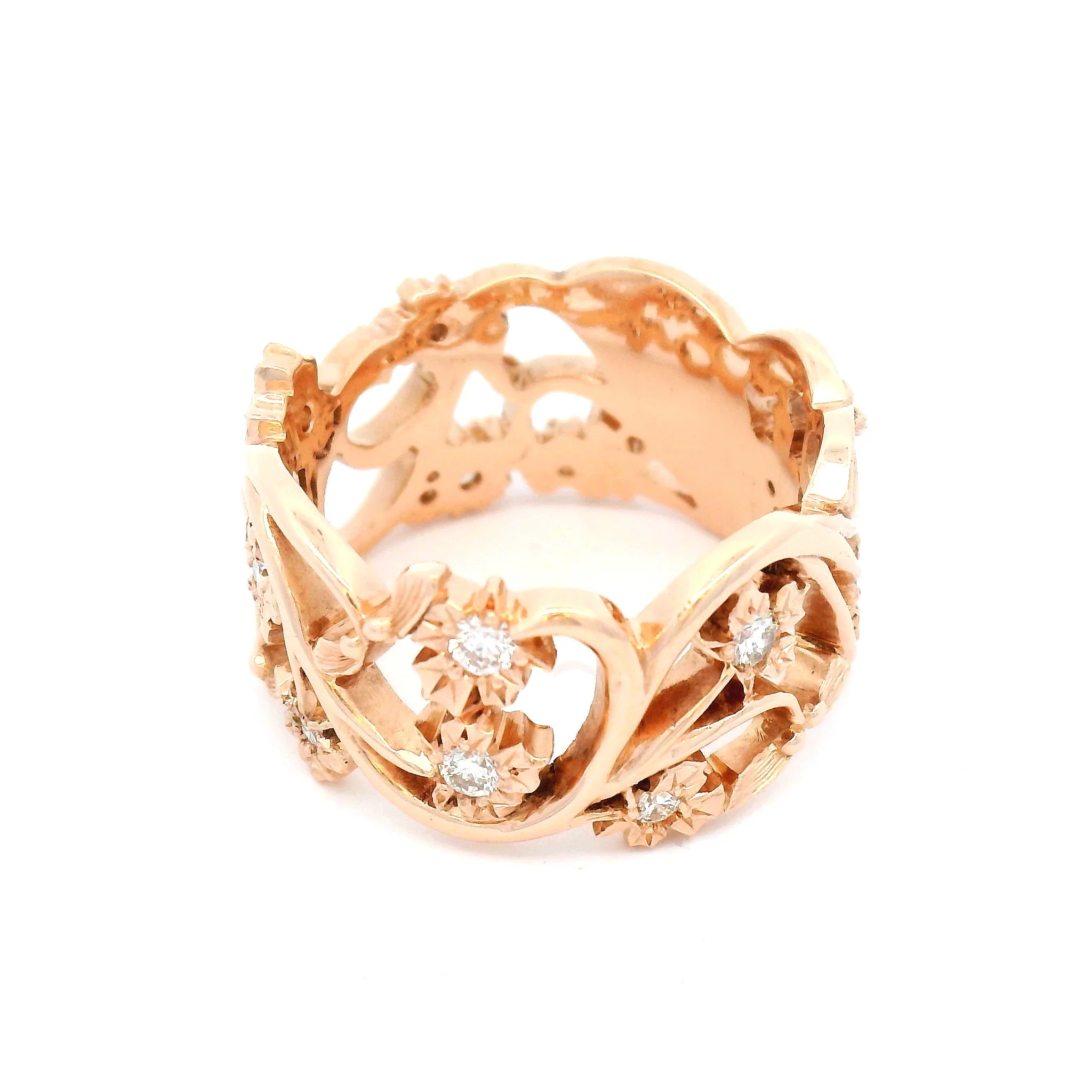 10k Rose Gold Maple Vine Band with 0.38cts Natural Diamonds - Image 3
