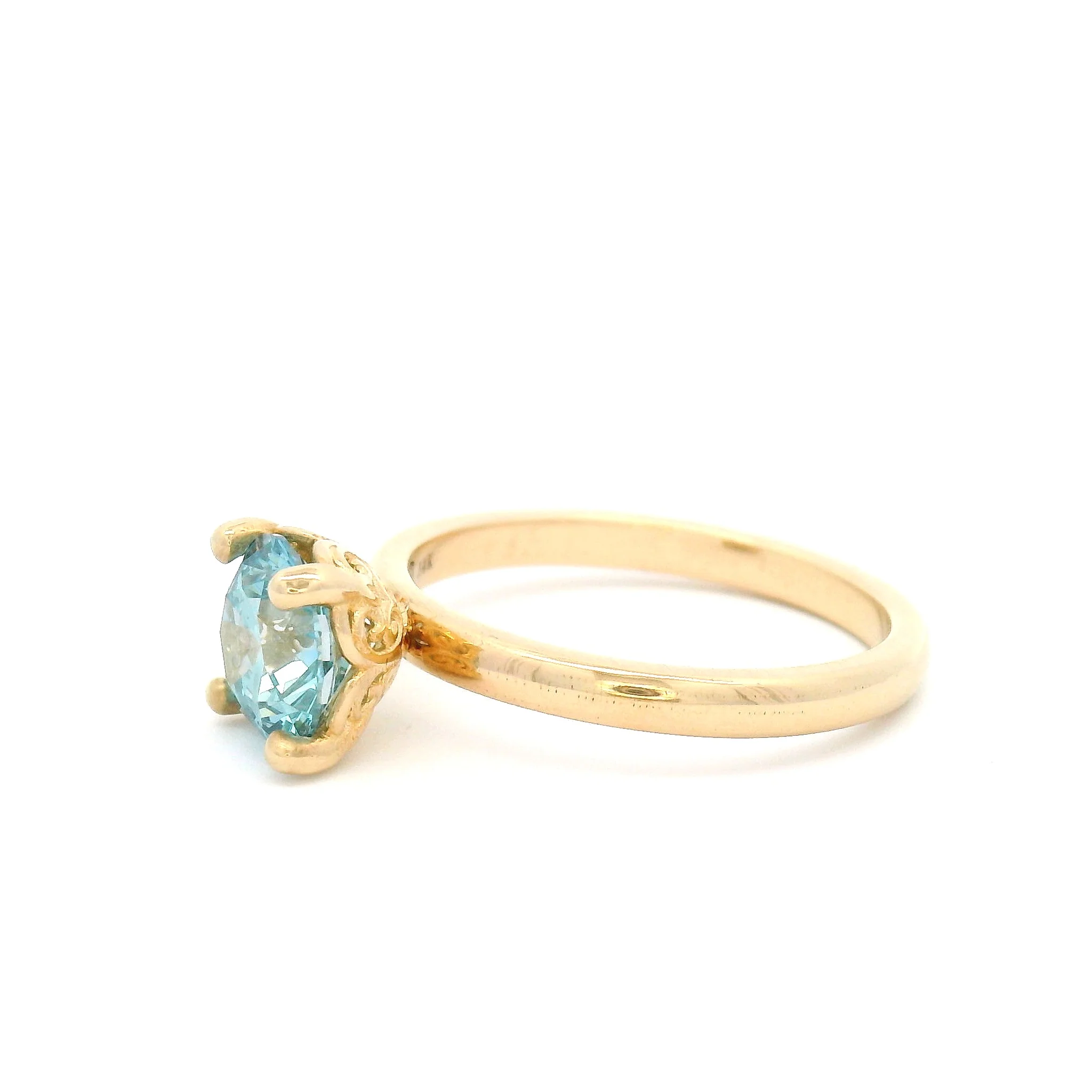 14k Yellow Solitaire set with 1.36ct Lab-Grown Blue Diamond - Image 2