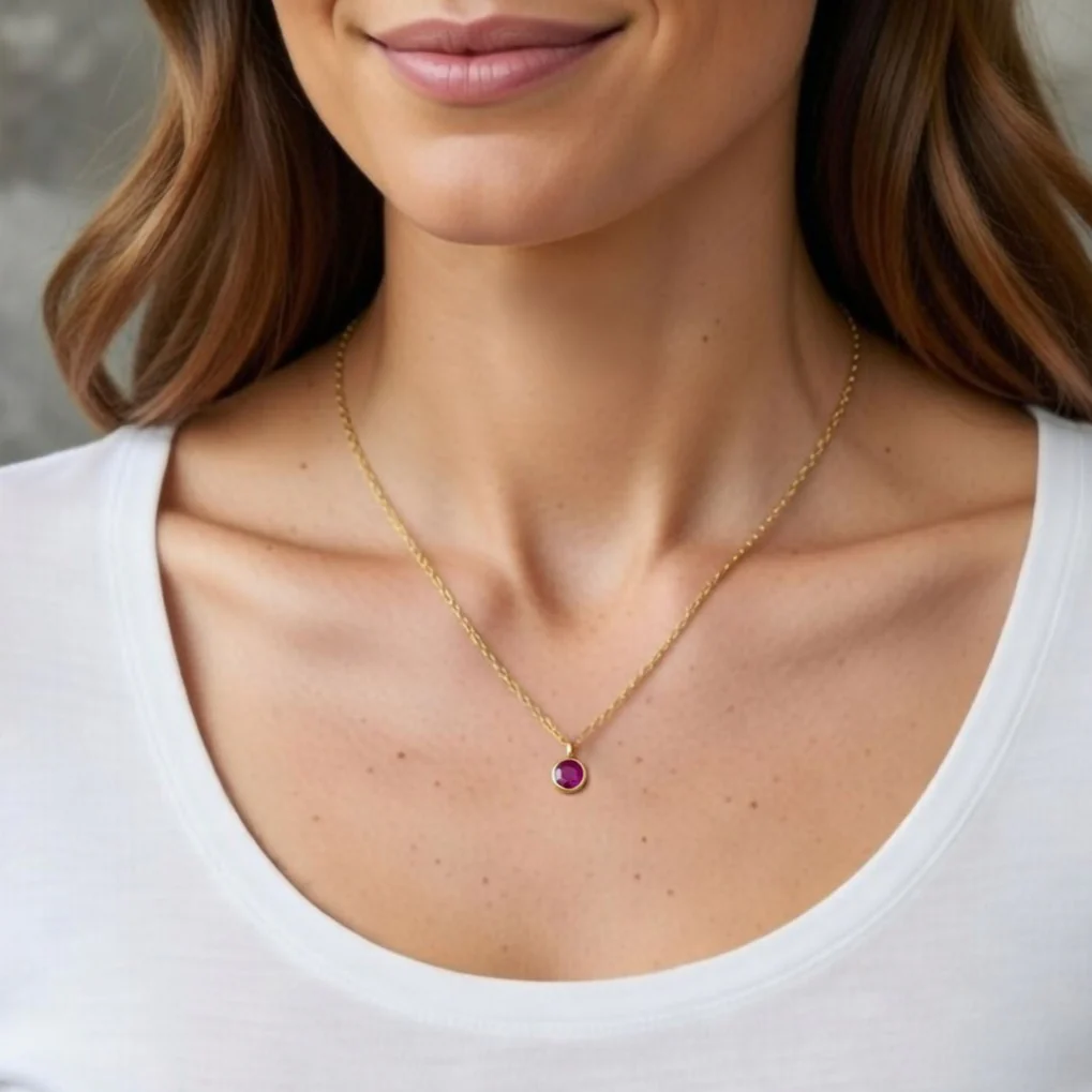 Ruby July Birthstone Necklace - Image 2