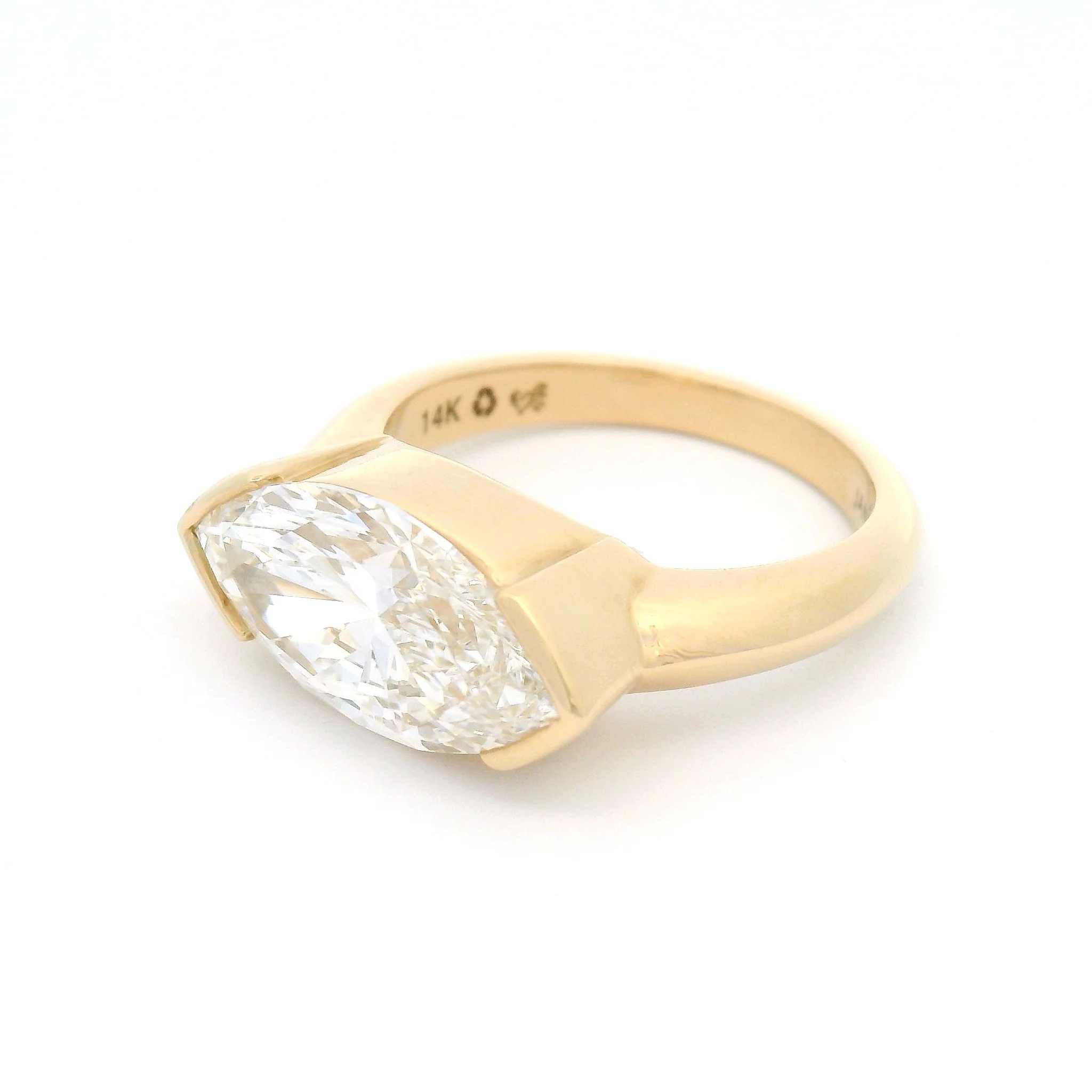 14k Yellow Solitaire with 3.1ct Lab-Grown Marquise Diamond - Image 2
