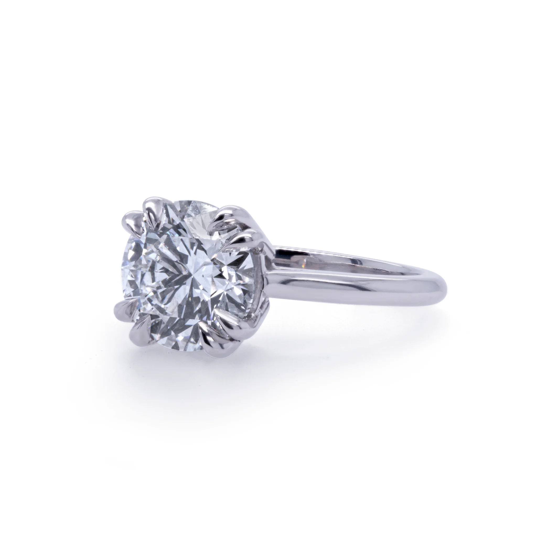 Platinum Solitaire with 3ct Lab-Grown Round Brilliant Cut Diamond and Hidden Accent Lab Diamonds - Image 2