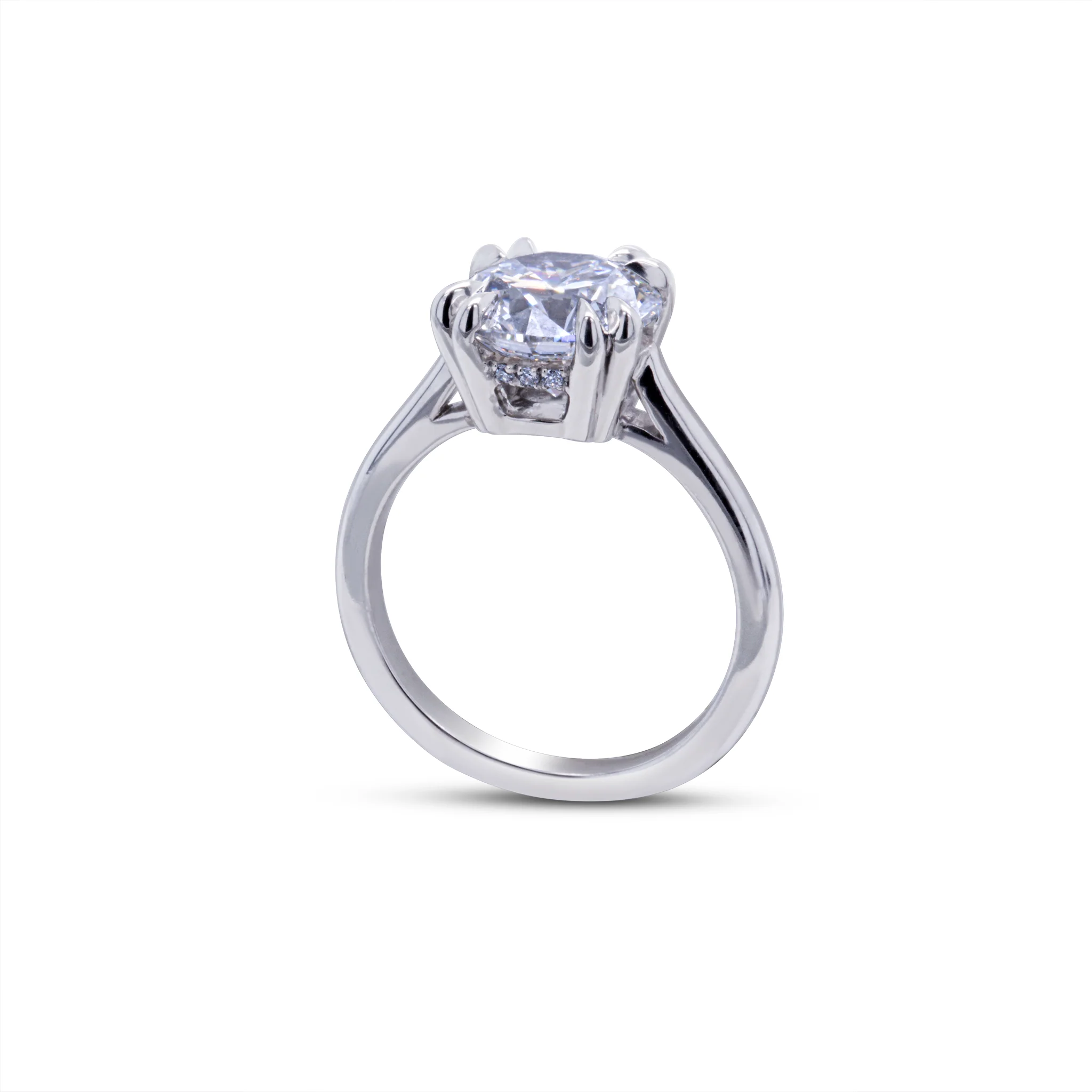 Platinum Solitaire with 3ct Lab-Grown Round Brilliant Cut Diamond and Hidden Accent Lab Diamonds - Image 3