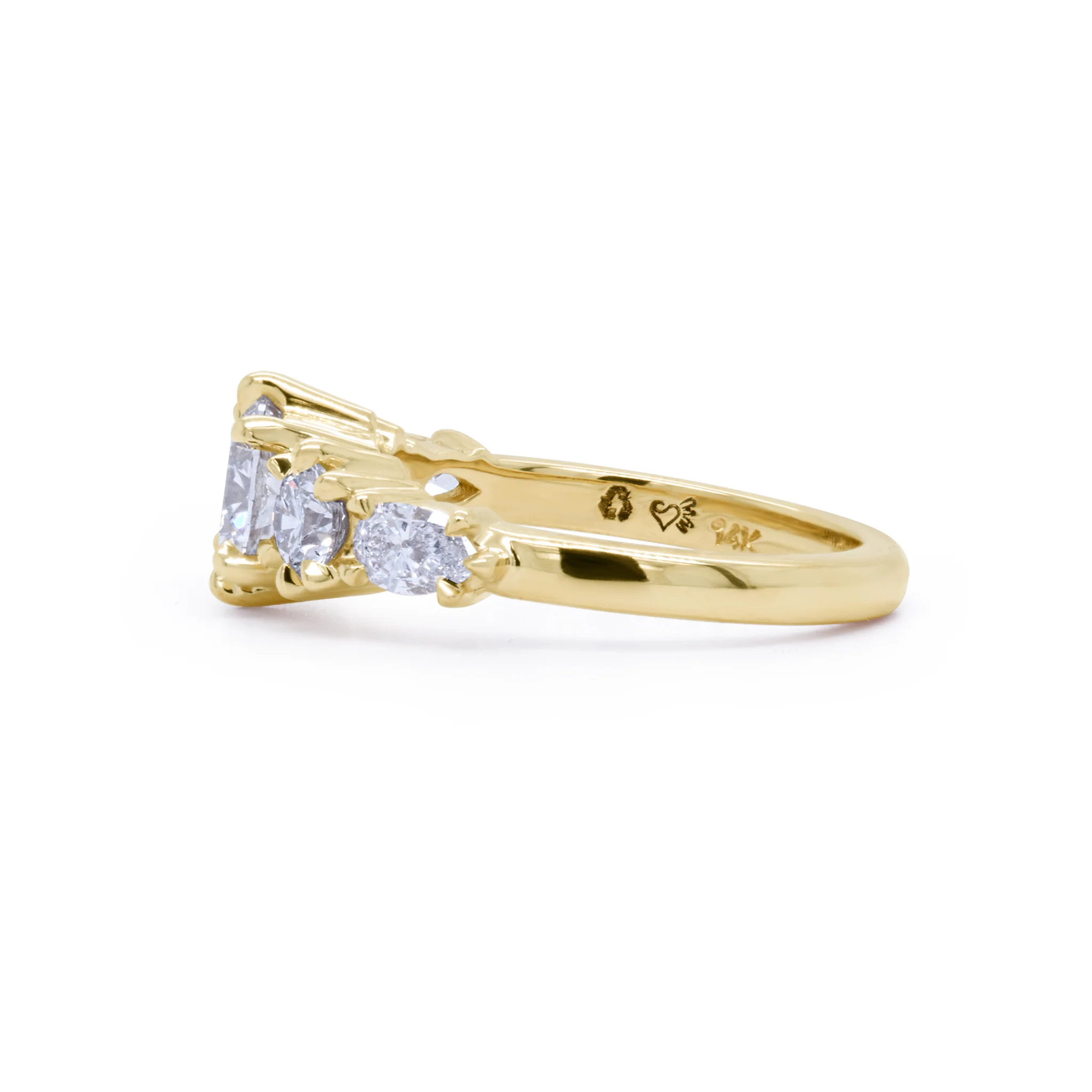 14k Yellow Engagement Ring with 1ct Lab-Grown Round Diamond and Lab-Grown Accent Diamonds - Image 3