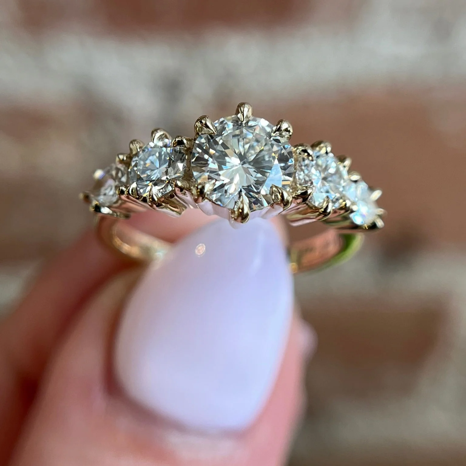 14k Yellow Engagement Ring with 1ct Lab-Grown Round Diamond and Lab-Grown Accent Diamonds - Image 5