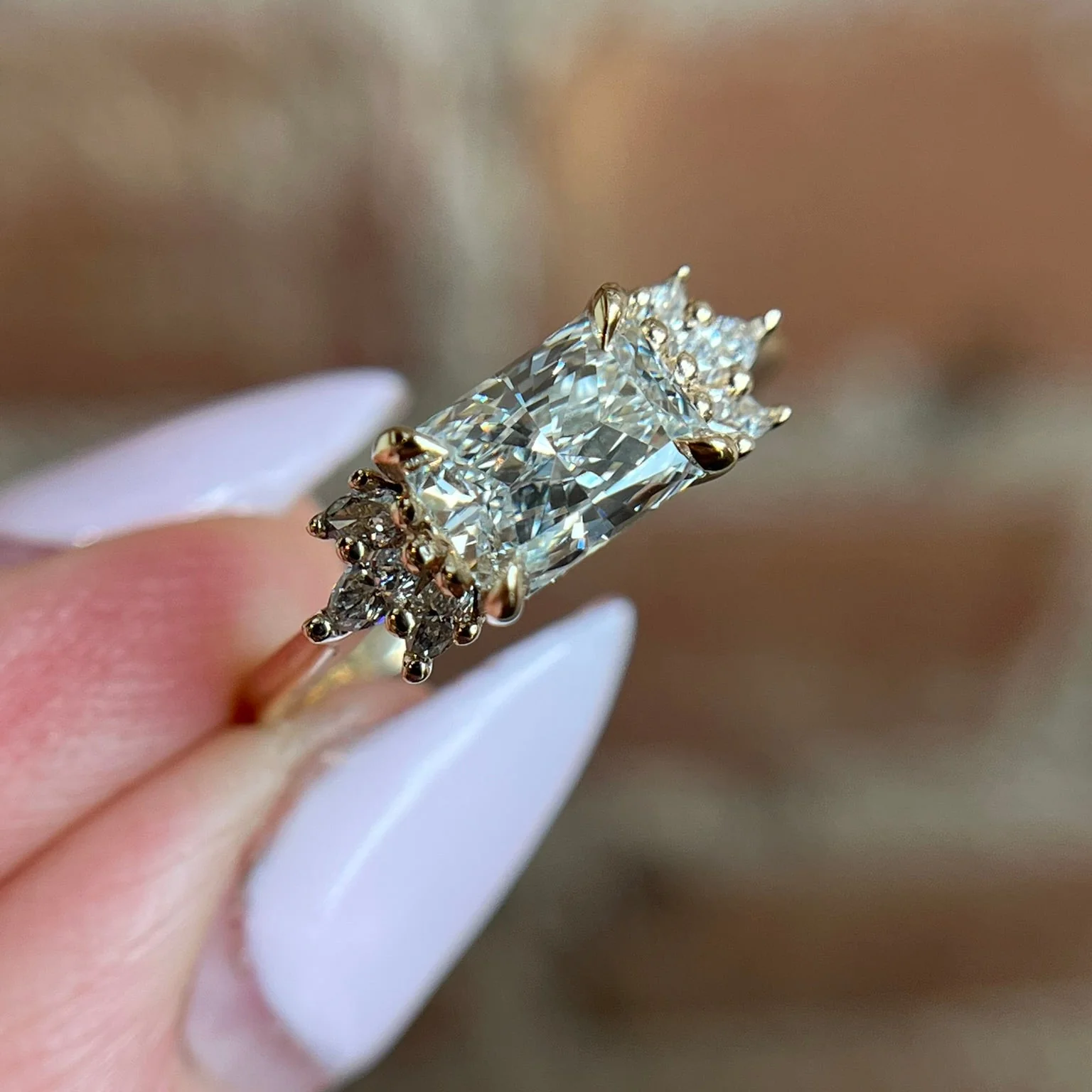 14k Yellow Engagement Ring with 1.02ct Radiant-Cut Lab-Grown Diamond and Accent Diamonds - Image 4