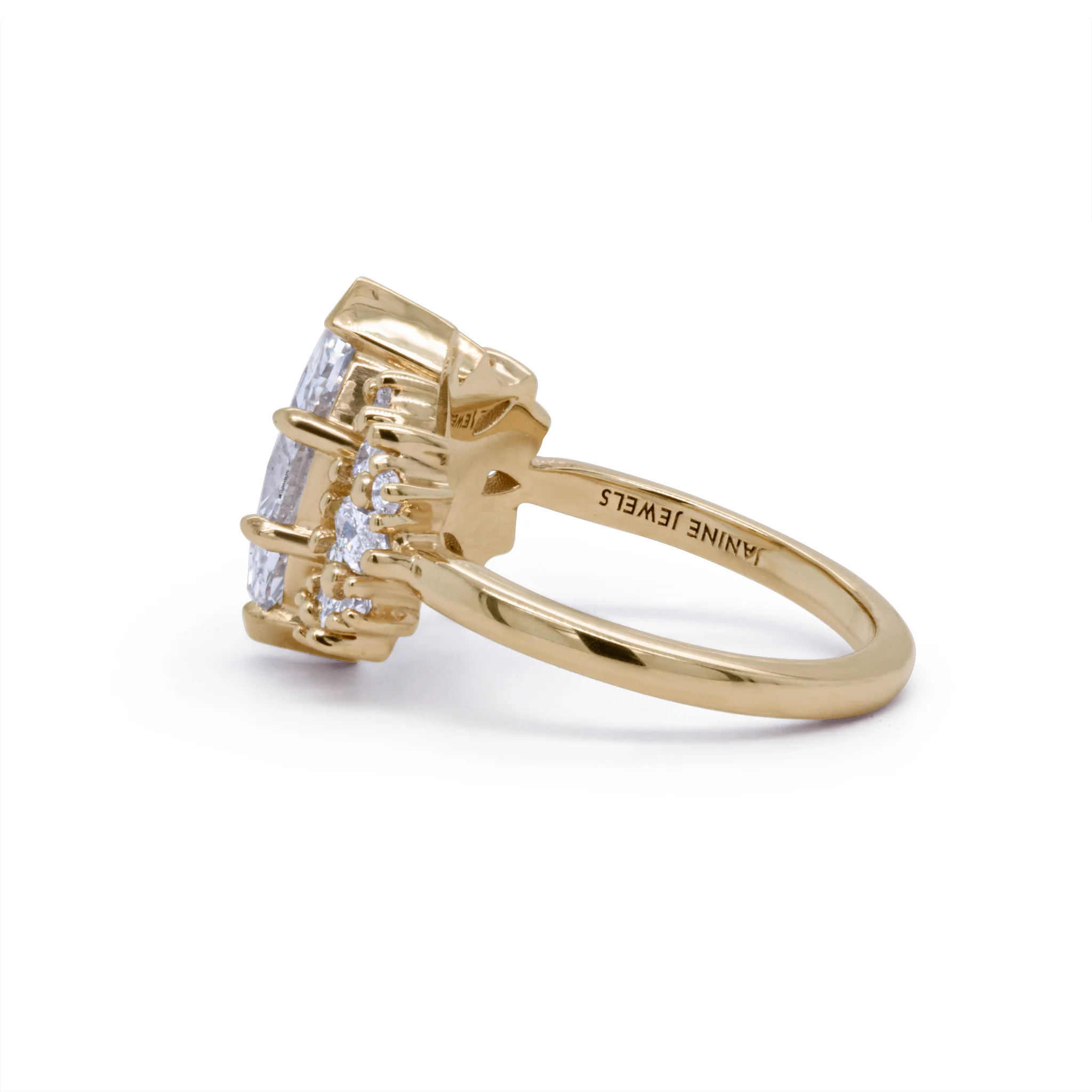 14k Yellow Engagement Ring with 2.0ct Marquise-Shaped Lab-Grown Diamond and Lab-Grown Accent Diamonds - Image 3