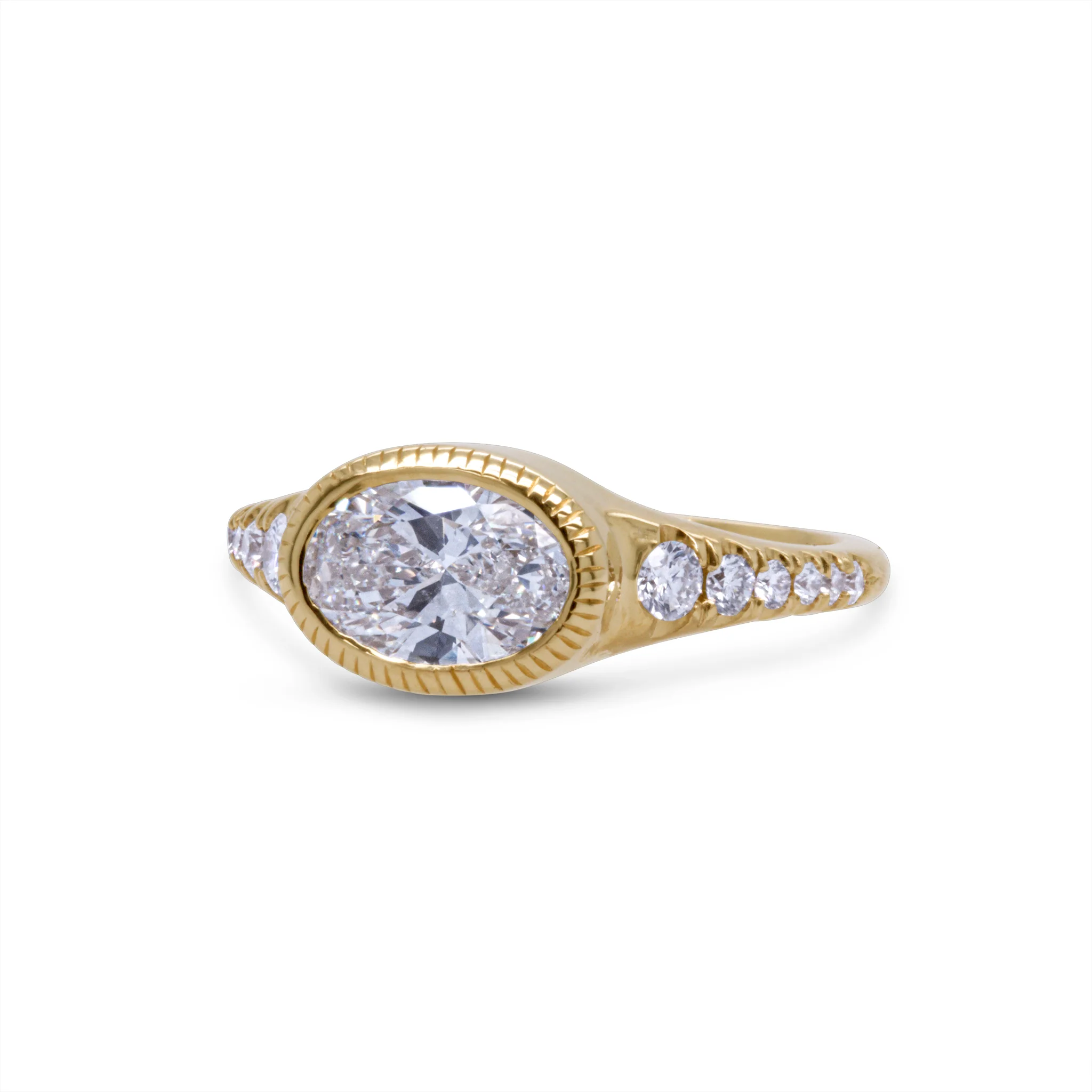 14k Yellow Engagement Ring with 1.06ct Lab-Grown Diamond and Accent Lab-Grown Diamonds - Image 2
