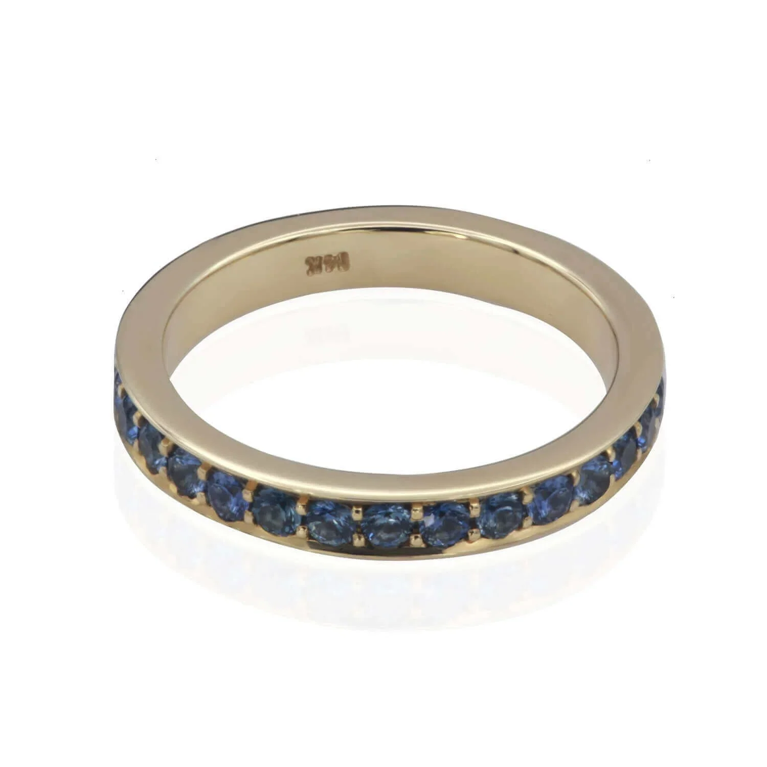 14k Yellow Gold Eternity with 1.2cts Bead-Set Natural Round Blue Sapphires - Image 4