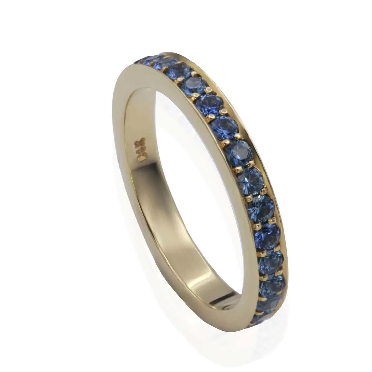 14k Yellow Gold Eternity with 1.2cts Bead-Set Natural Round Blue Sapphires - Image 5