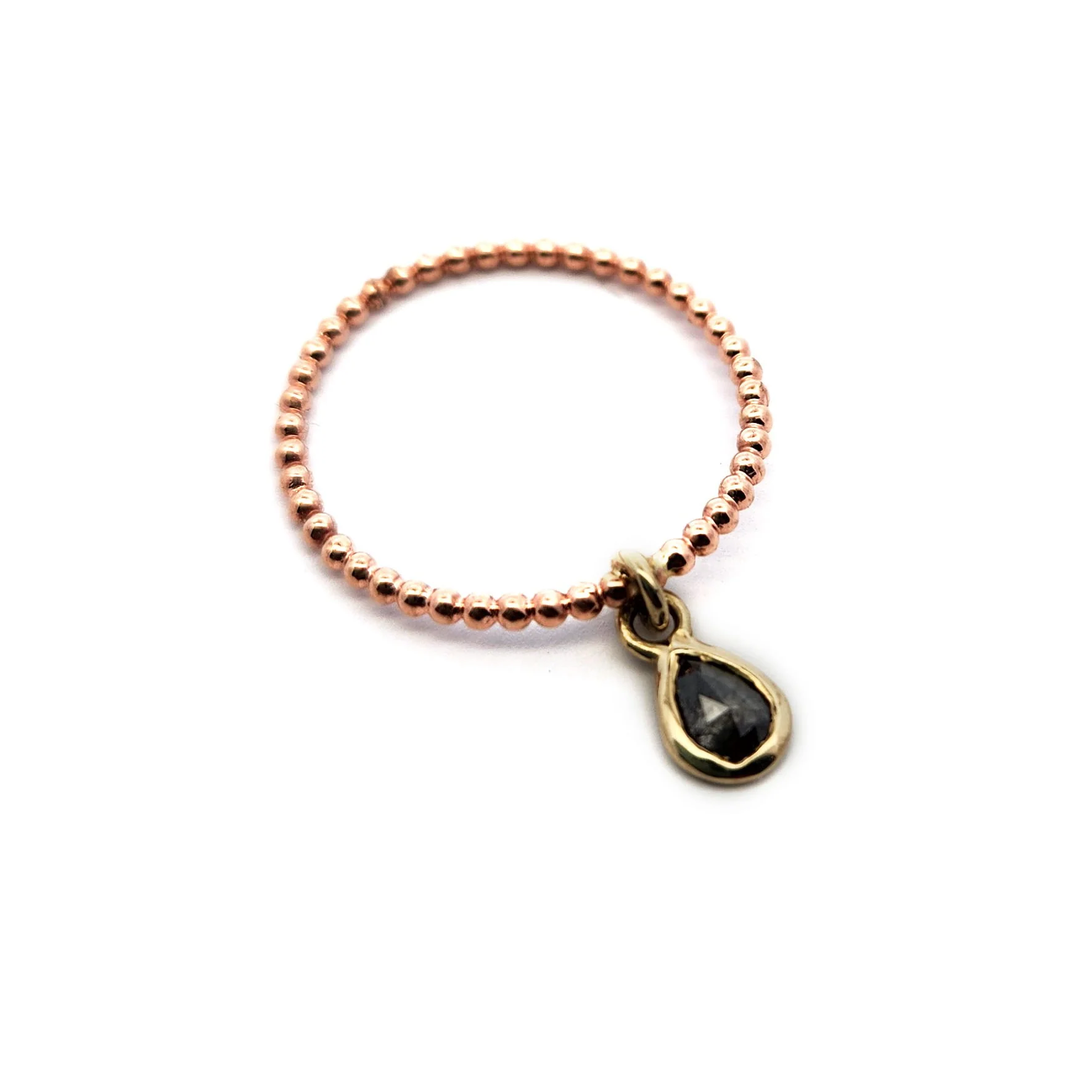 Salt & Pepper Diamond Gold Charm Ring - Image 3