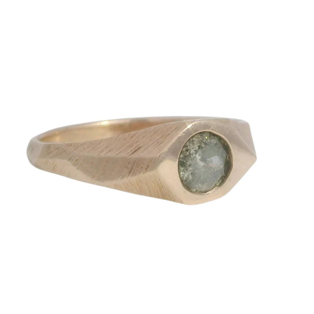 Salt & Pepper Diamond Signet Engagement RIng - Image 3