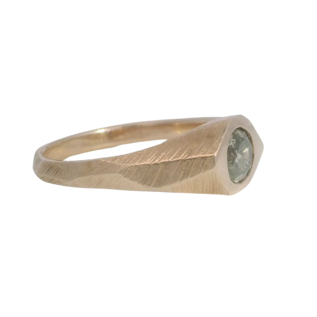 Salt & Pepper Diamond Signet Engagement RIng - Image 4