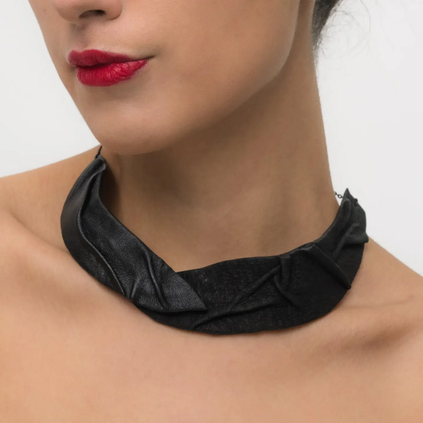 Sculptural Leather Necklace - Image 2