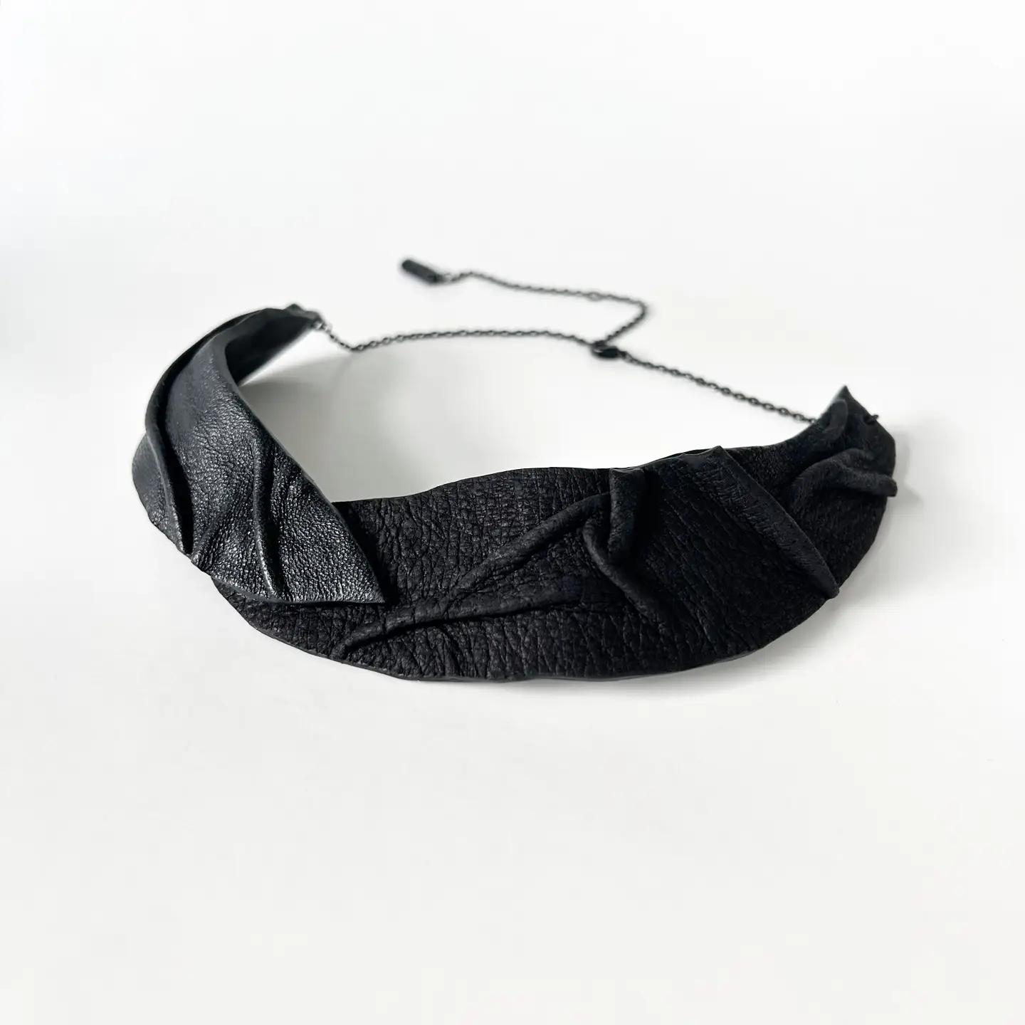 Sculptural Leather Necklace - Image 3