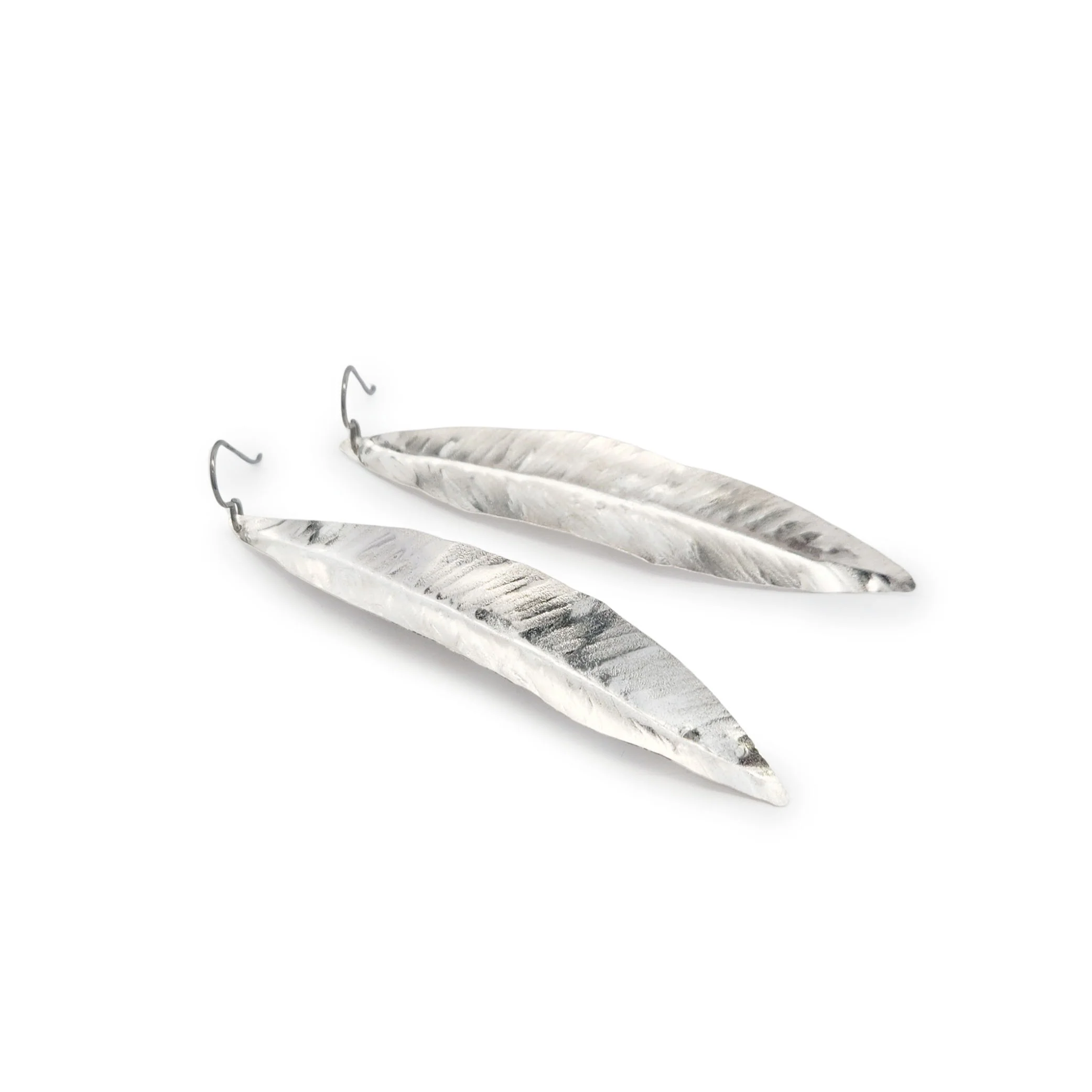 Sculptural Silver Leaf Earrings - Image 3