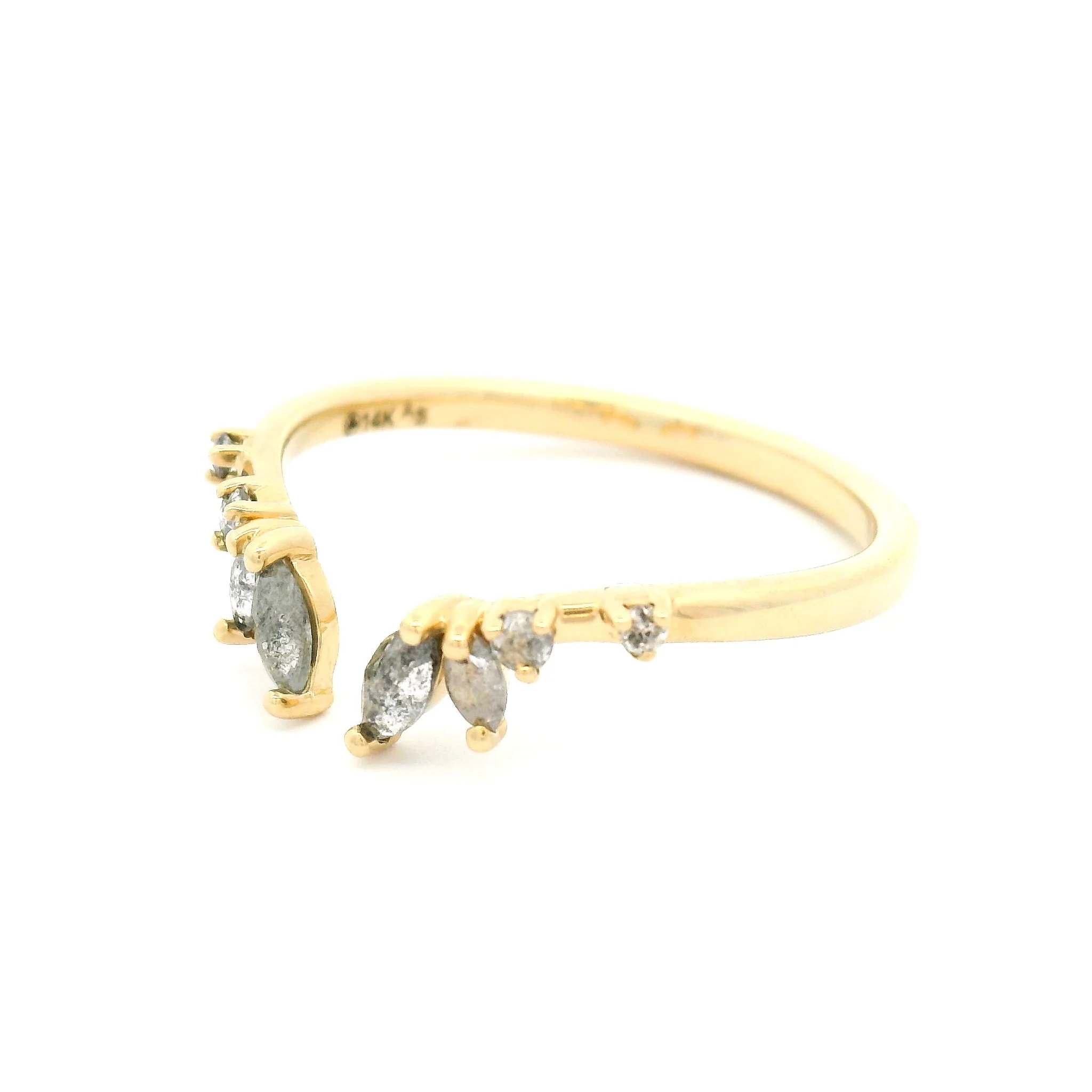 14k Yellow Open Band with 0.30cts Salt & Pepper Mixed Cut Diamonds - Image 2