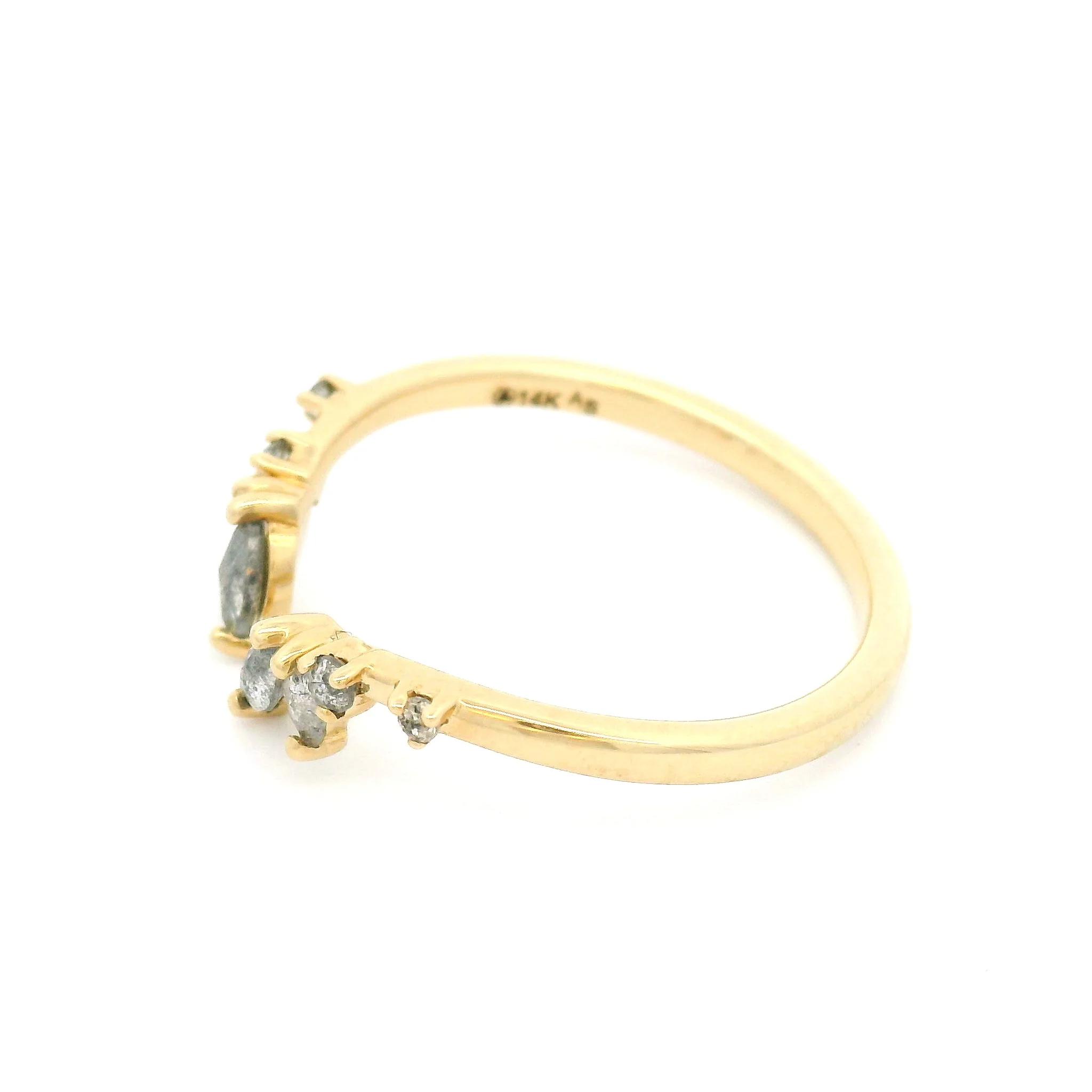 14k Yellow Open Band with 0.30cts Salt & Pepper Mixed Cut Diamonds - Image 3