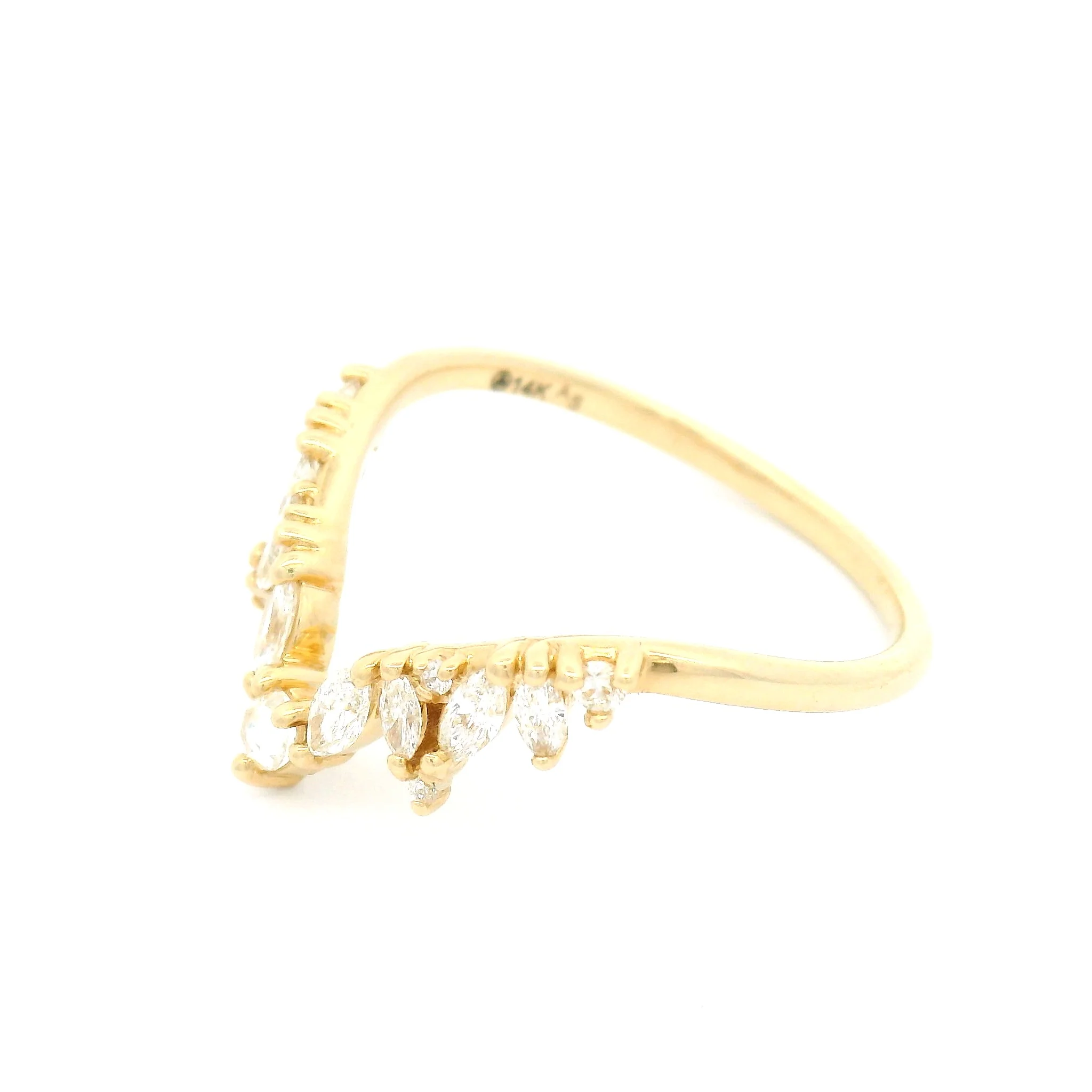 14k Yellow Contour Wedding Band with 0.30cts Mixed Diamonds - Image 3