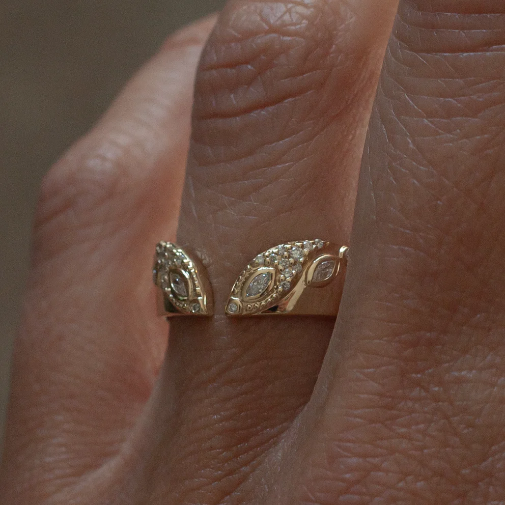 14k Yellow Open Band with 0.26cts Mixed Cut Diamonds - Image 4