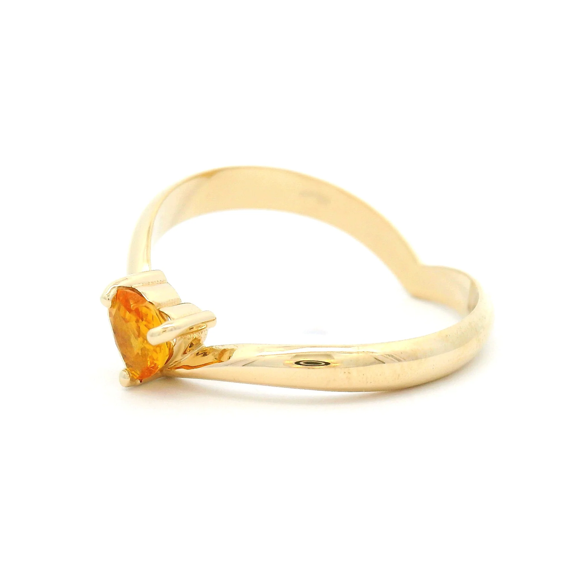 Chevron - 14k Yellow Solitaire Engagement Ring with 0.42ct Yellow Heart Shaped Sapphire - Image 2