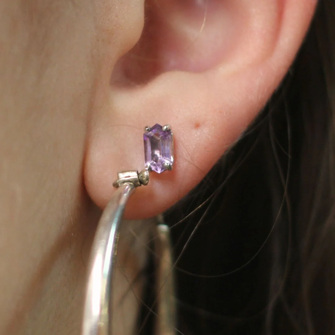 Silver and Amethyst Studs - Image 2