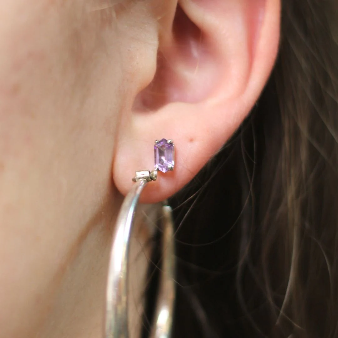 Silver and Amethyst Studs - Image 3
