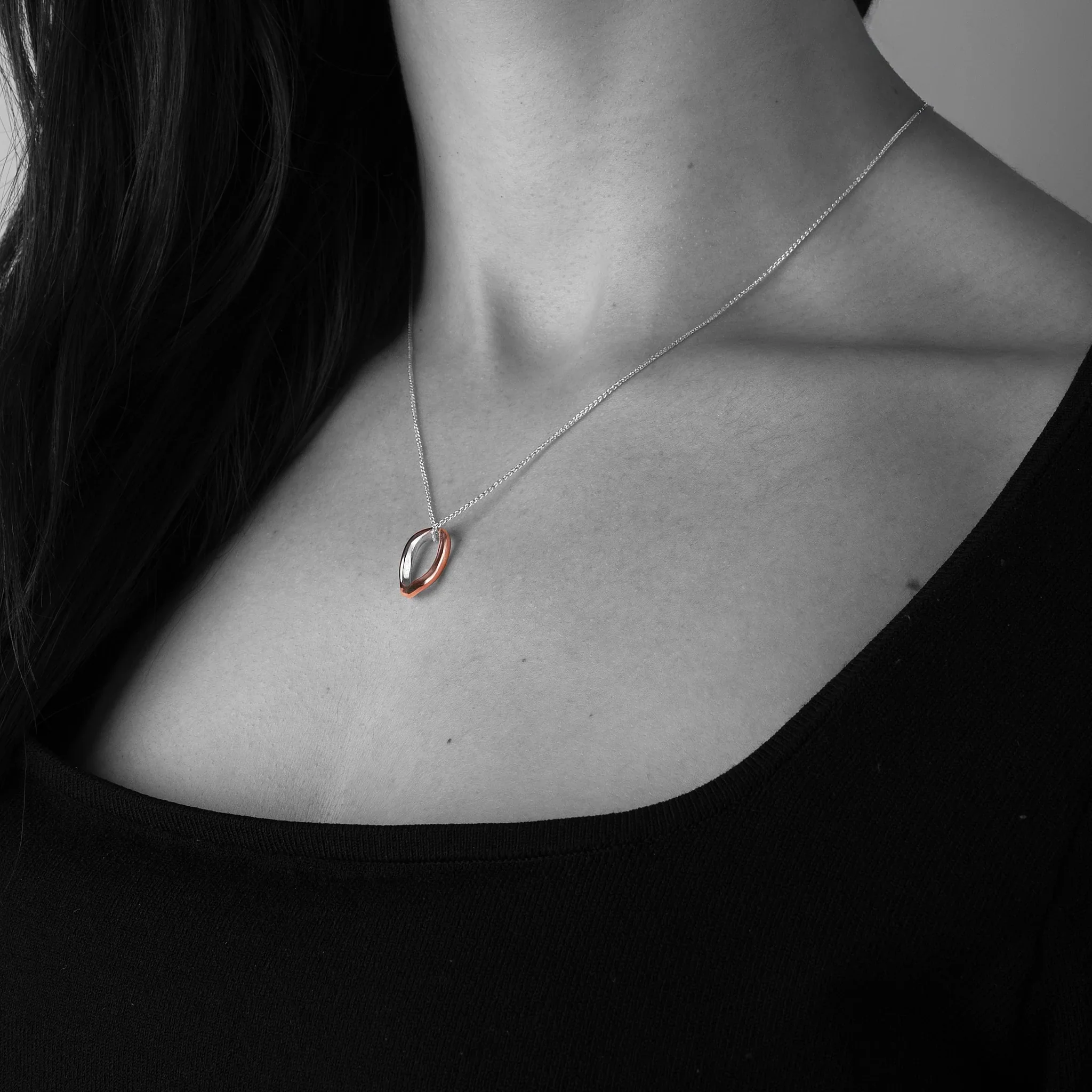 Silver and Copper Curves Pendant - Image 3