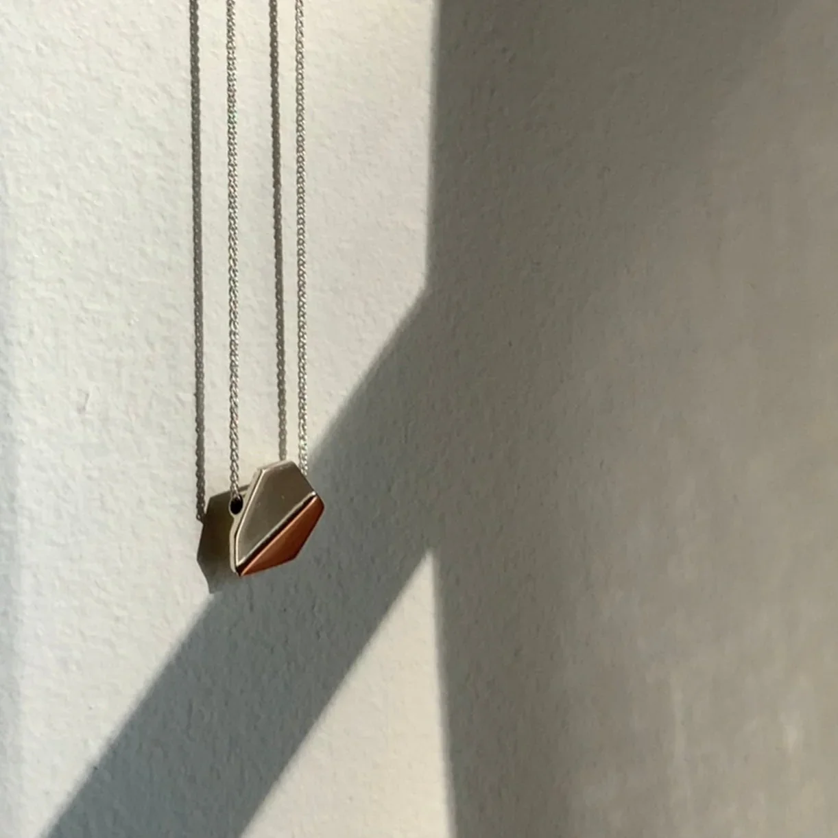 Silver and Copper Geometric Pendant - Image 2