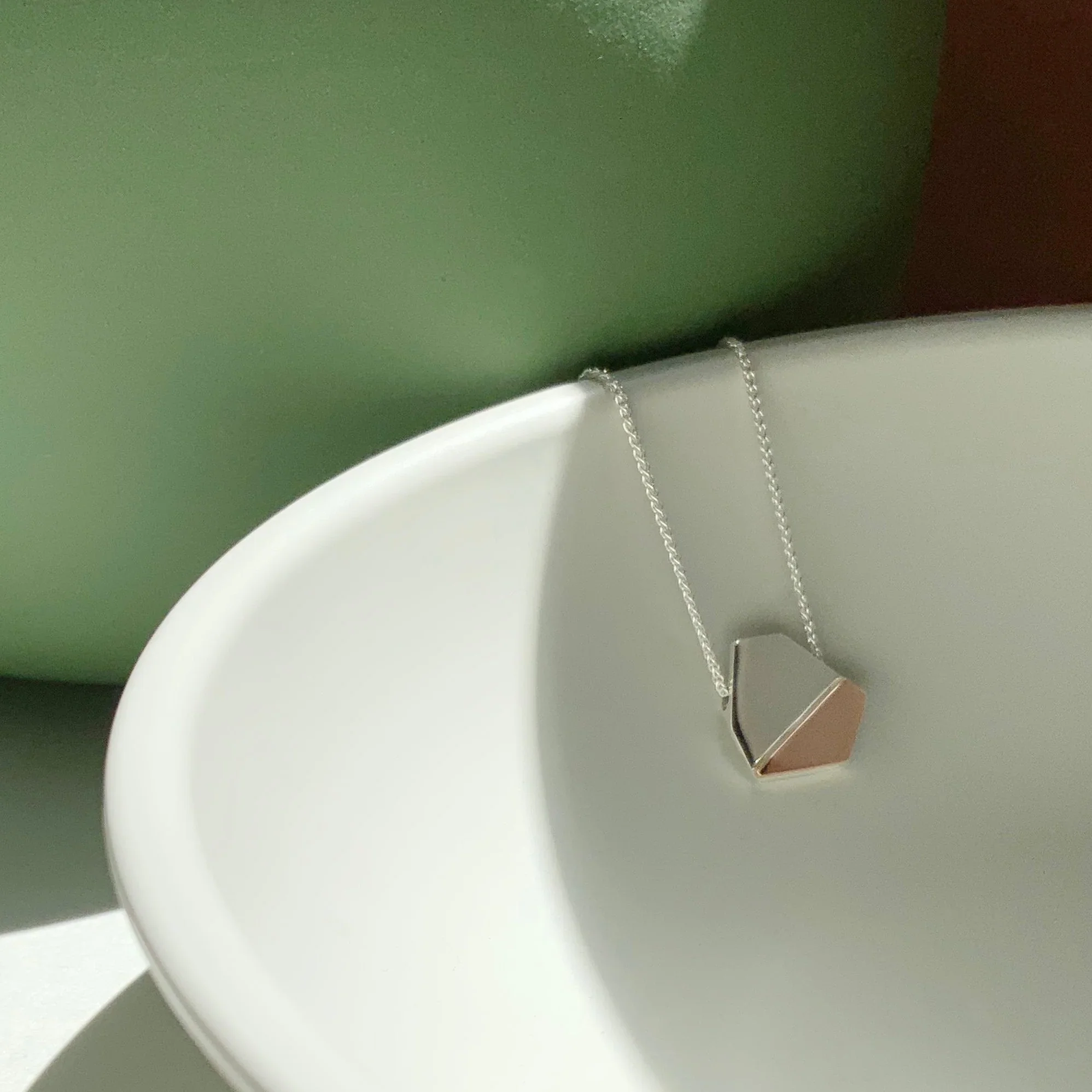 Silver and Copper Geometric Pendant - Image 3