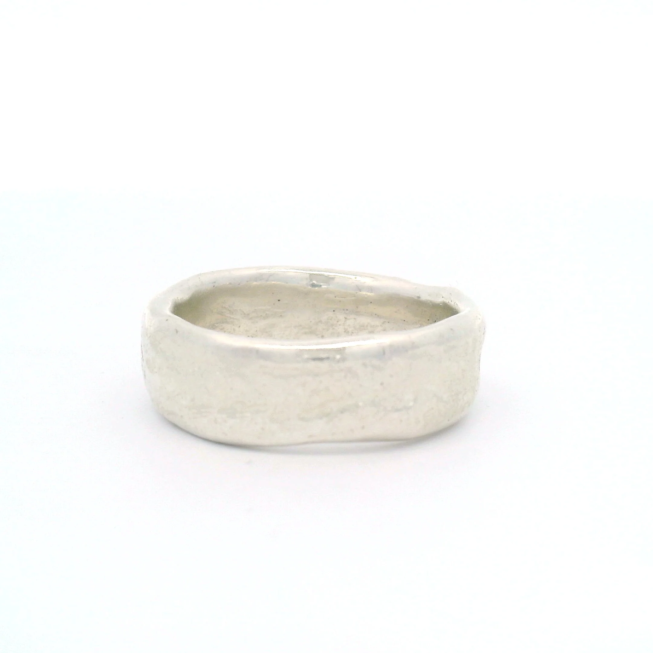 Silver Artisanal Soft Textured Hammered Band - Image 2