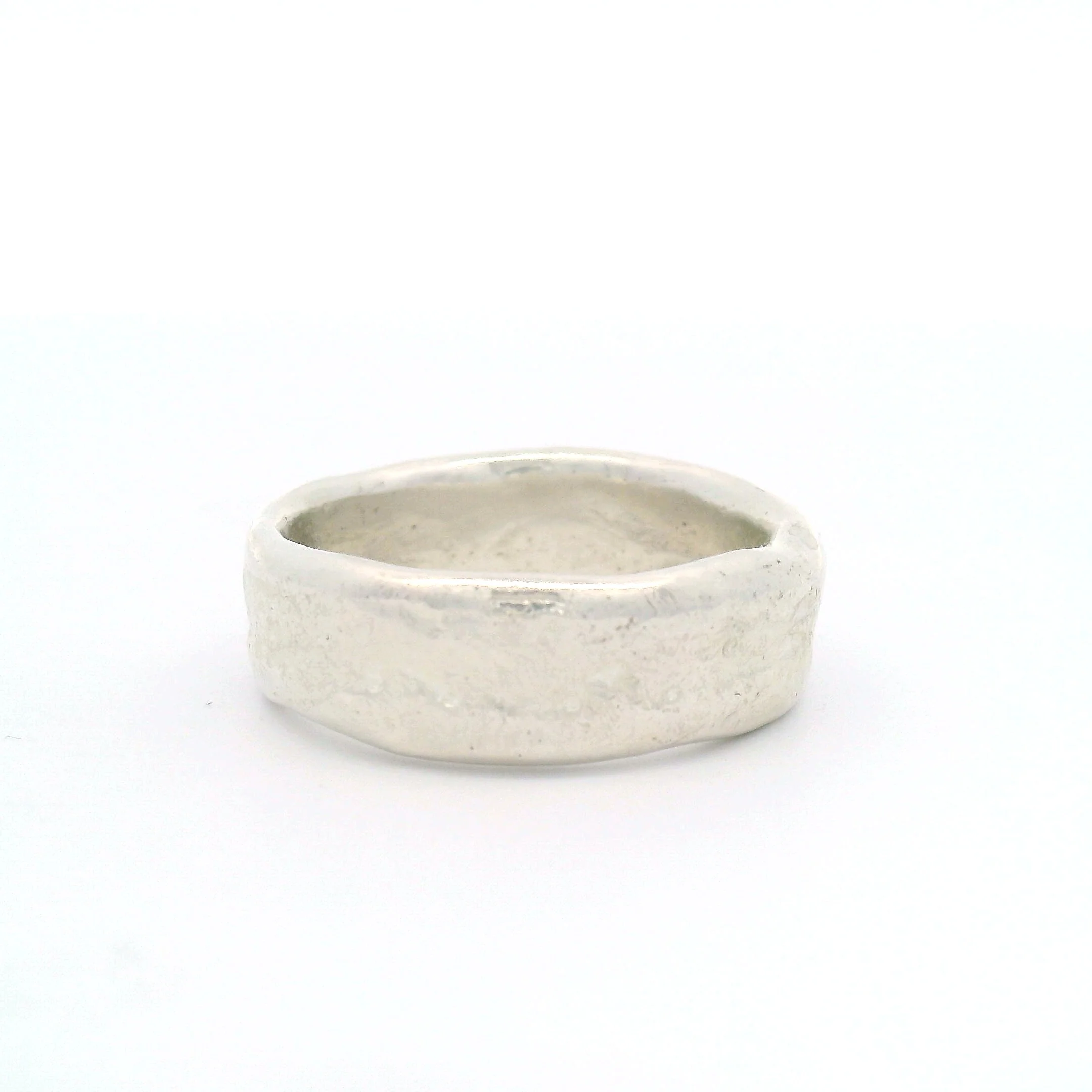Silver Artisanal Soft Textured Hammered Band - Image 3